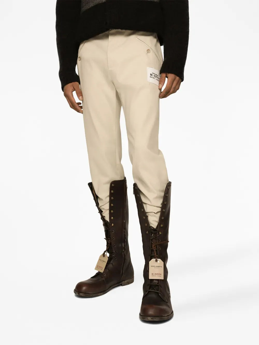 Dolce & Gabbana Dolce & Gabbana Logo-Patch High-Waisted Trousers