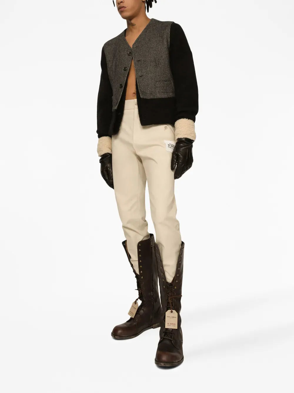 Dolce & Gabbana Dolce & Gabbana Logo-Patch High-Waisted Trousers