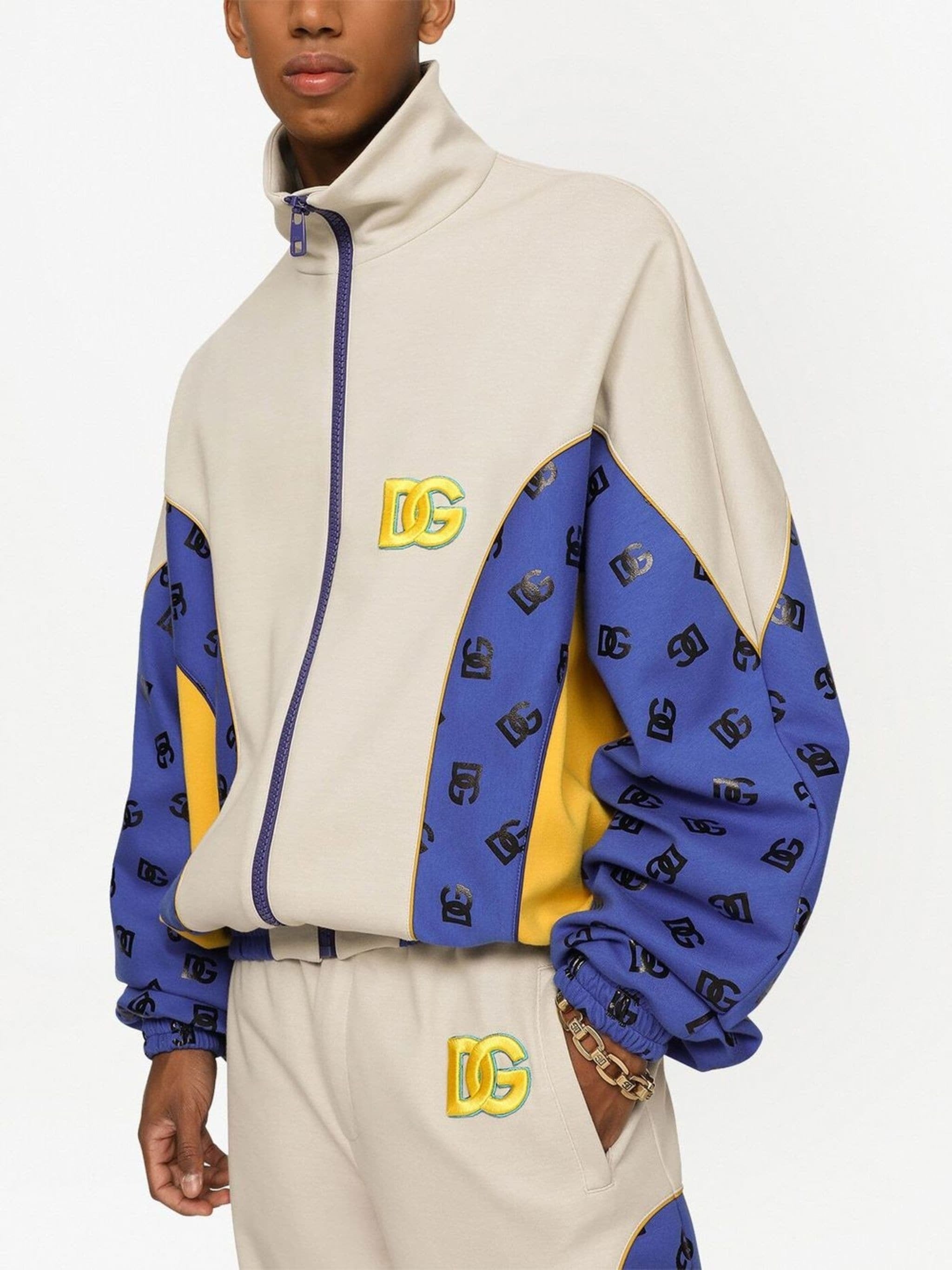 Dolce & Gabbana Logo-Patch Knit Sports Jacket