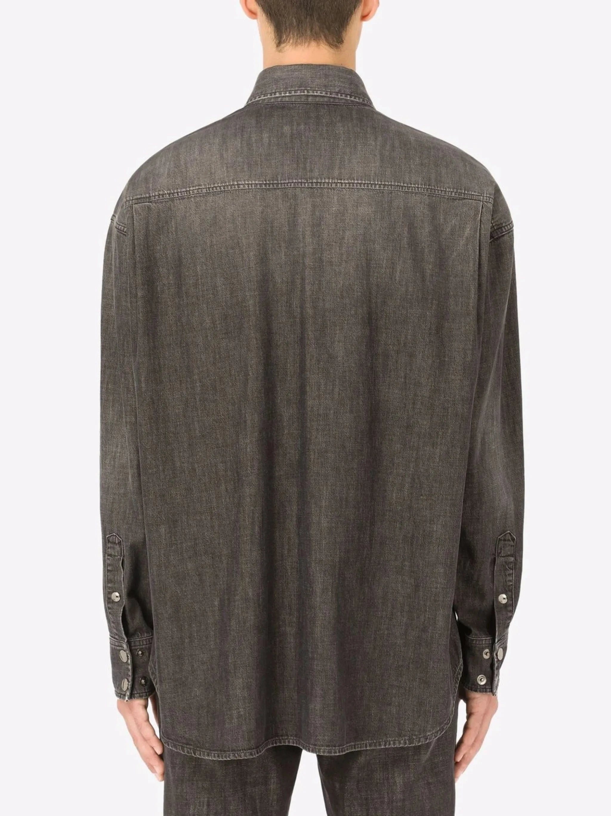 Dolce & Gabbana Logo-Patch Wash Denim Shirt