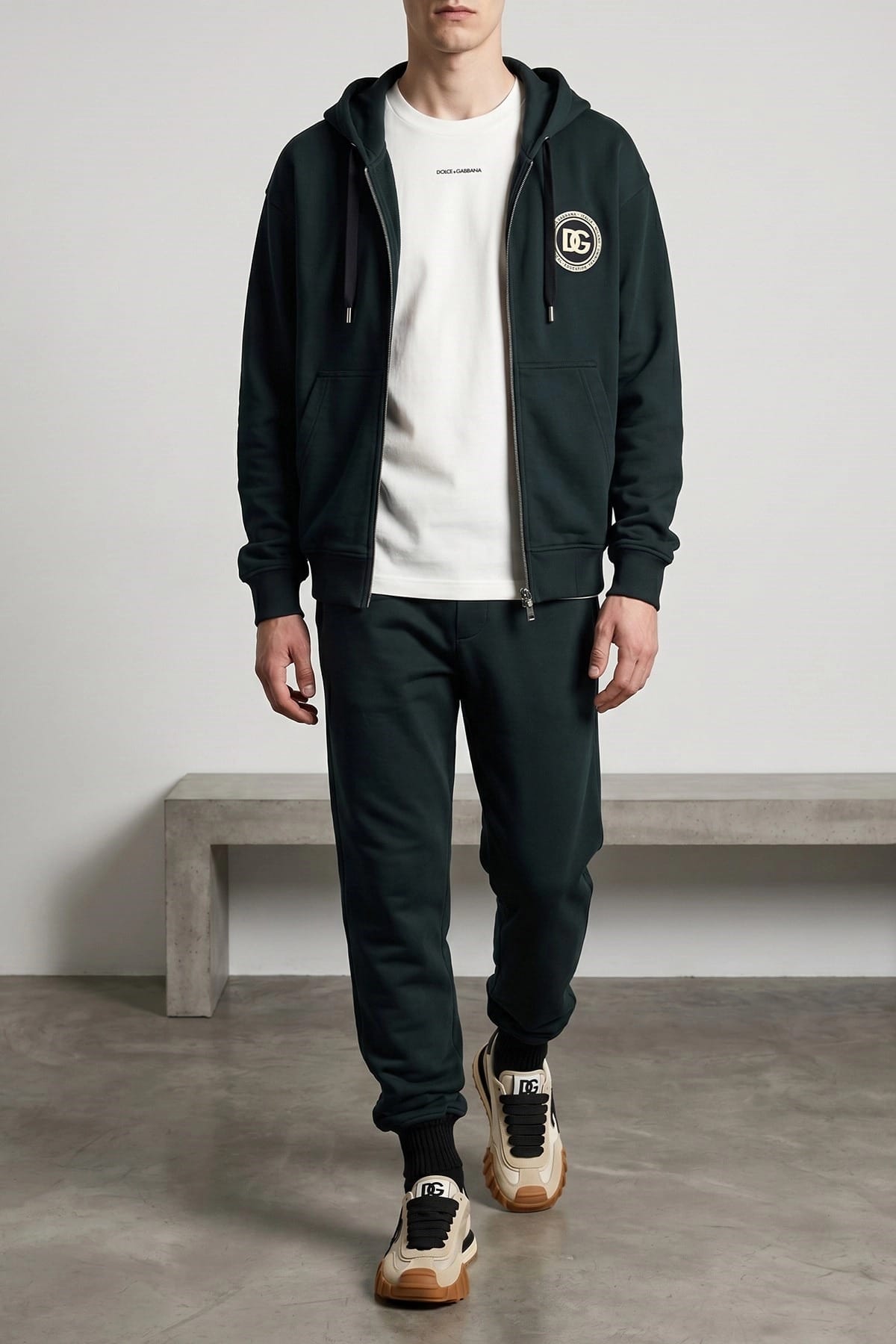 Dolce & Gabbana Logo Patch Zip Hoodie - alternate view