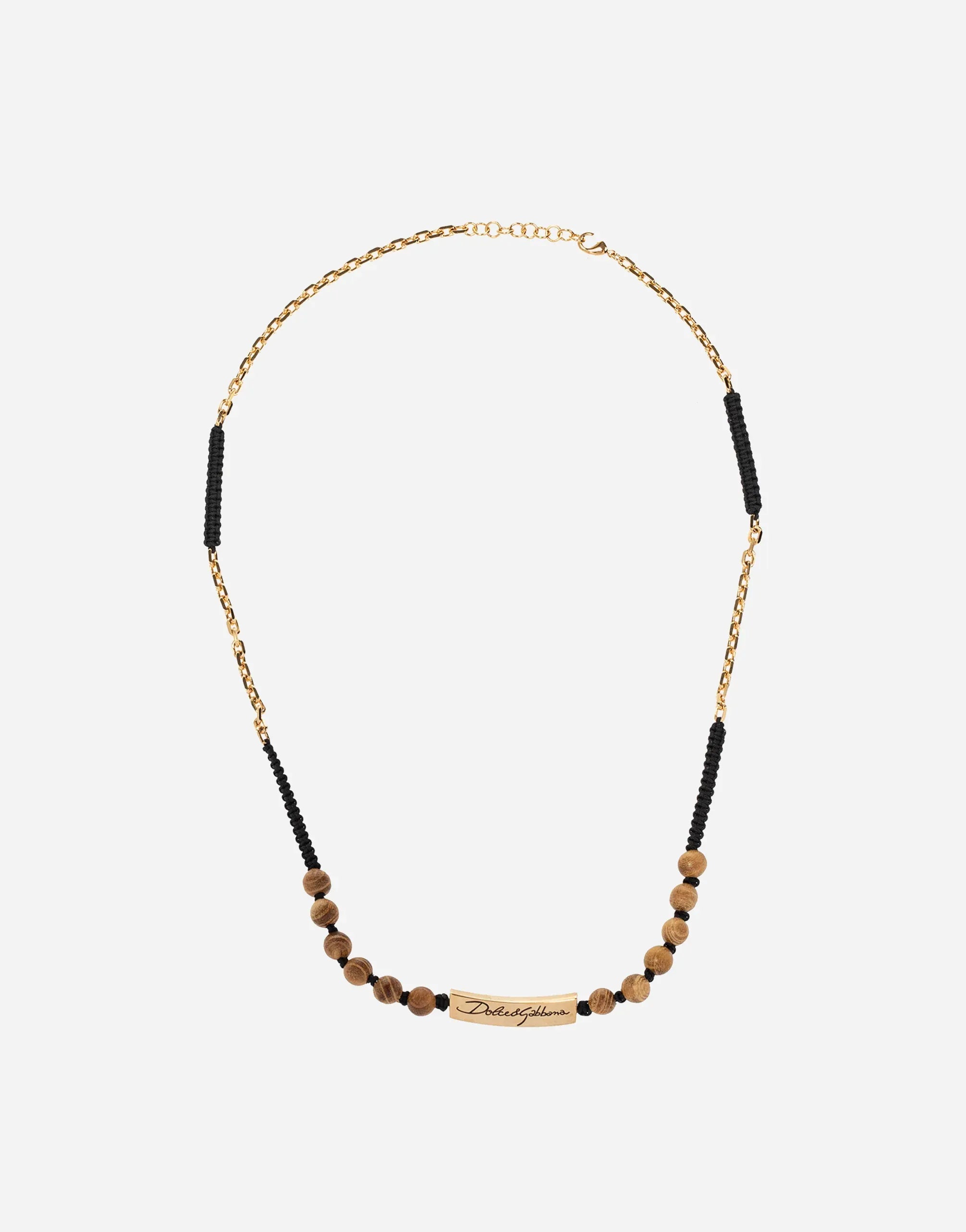 Dolce & Gabbana Logo Plaque Beaded Necklace