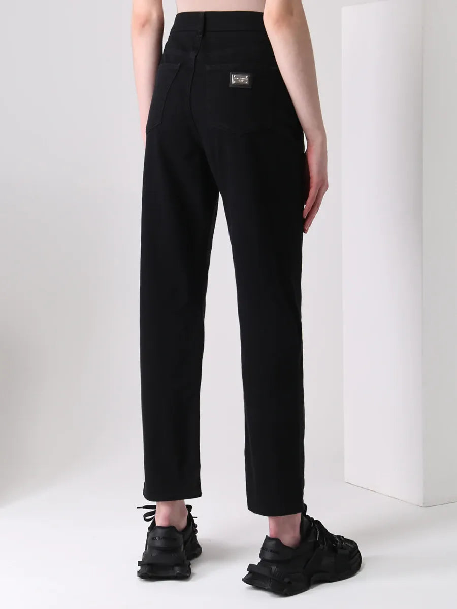 Dolce & Gabbana Dolce & Gabbana Logo Plaque Boyfriend Cotton Denim Jeans