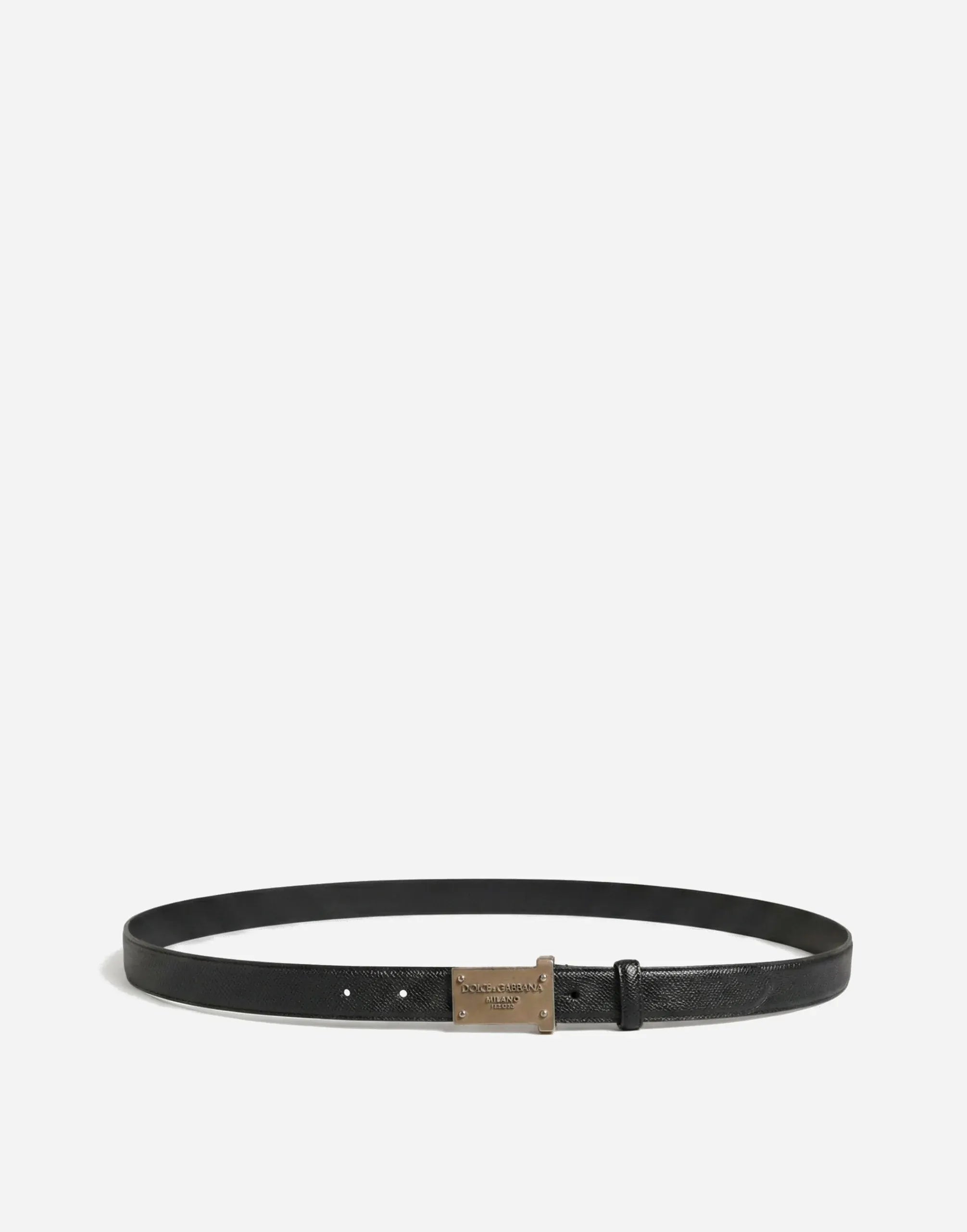Dolce & Gabbana Logo Plaque Buckle Leather Belt