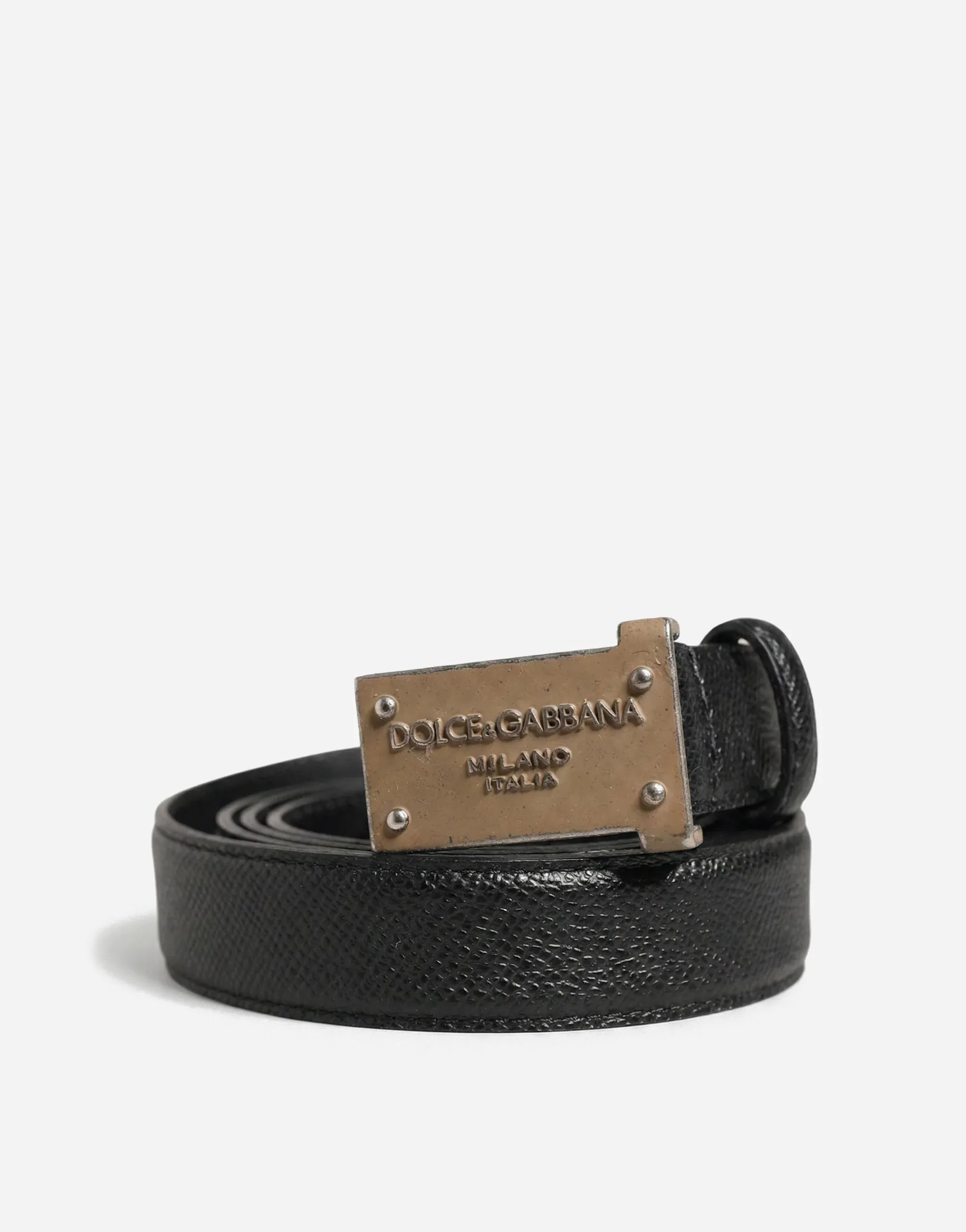 Dolce & Gabbana Logo Plaque Buckle Leather Belt