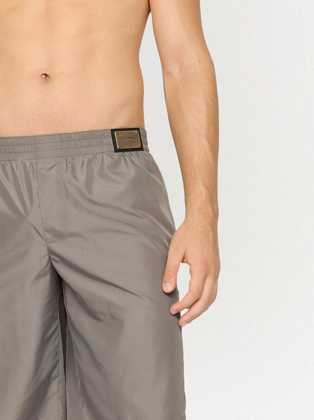 Dolce & Gabbana Logo Plaque Long-Leg Swim Trunks