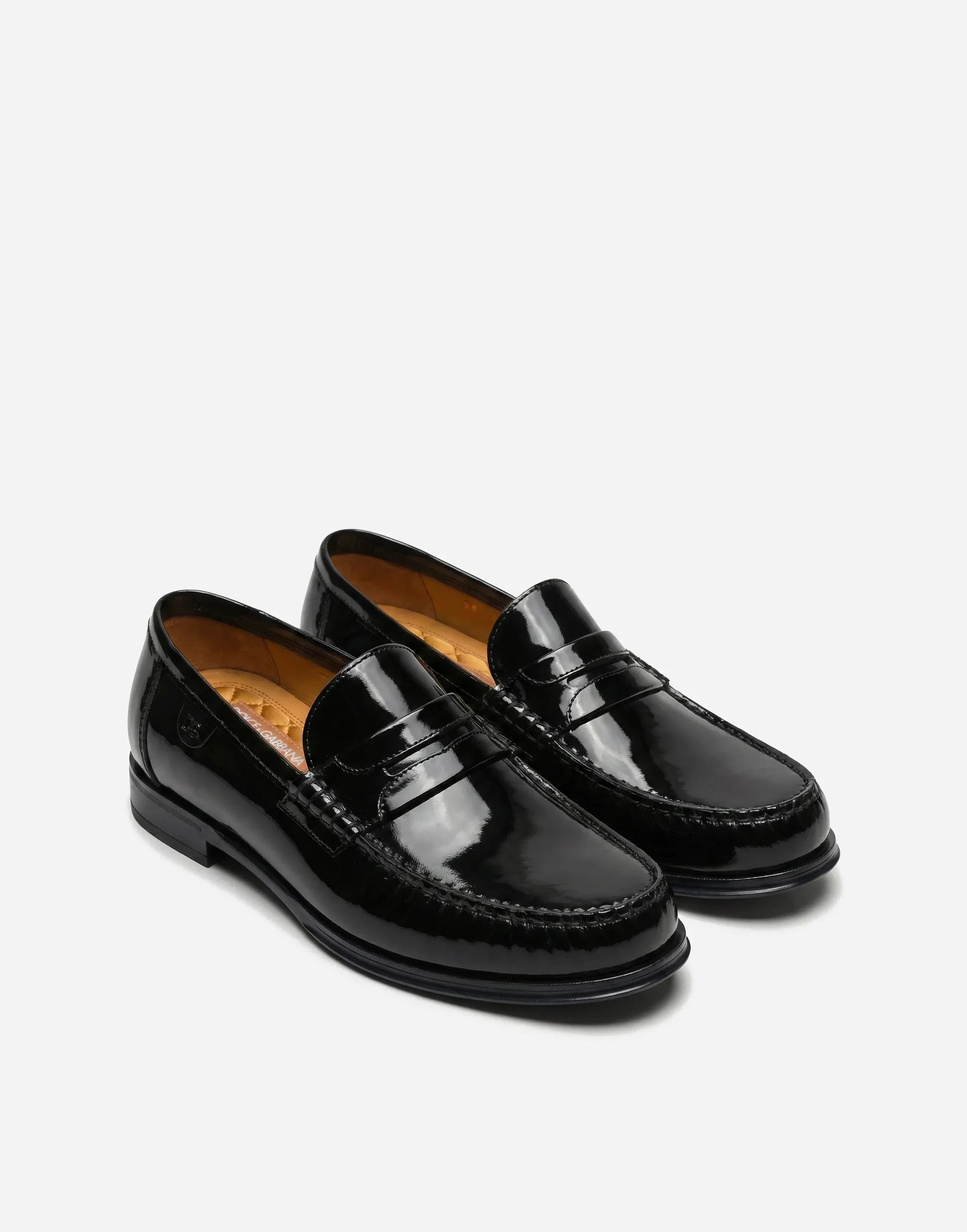 Dolce & Gabbana Logo Plaque Patent Penny Loafers