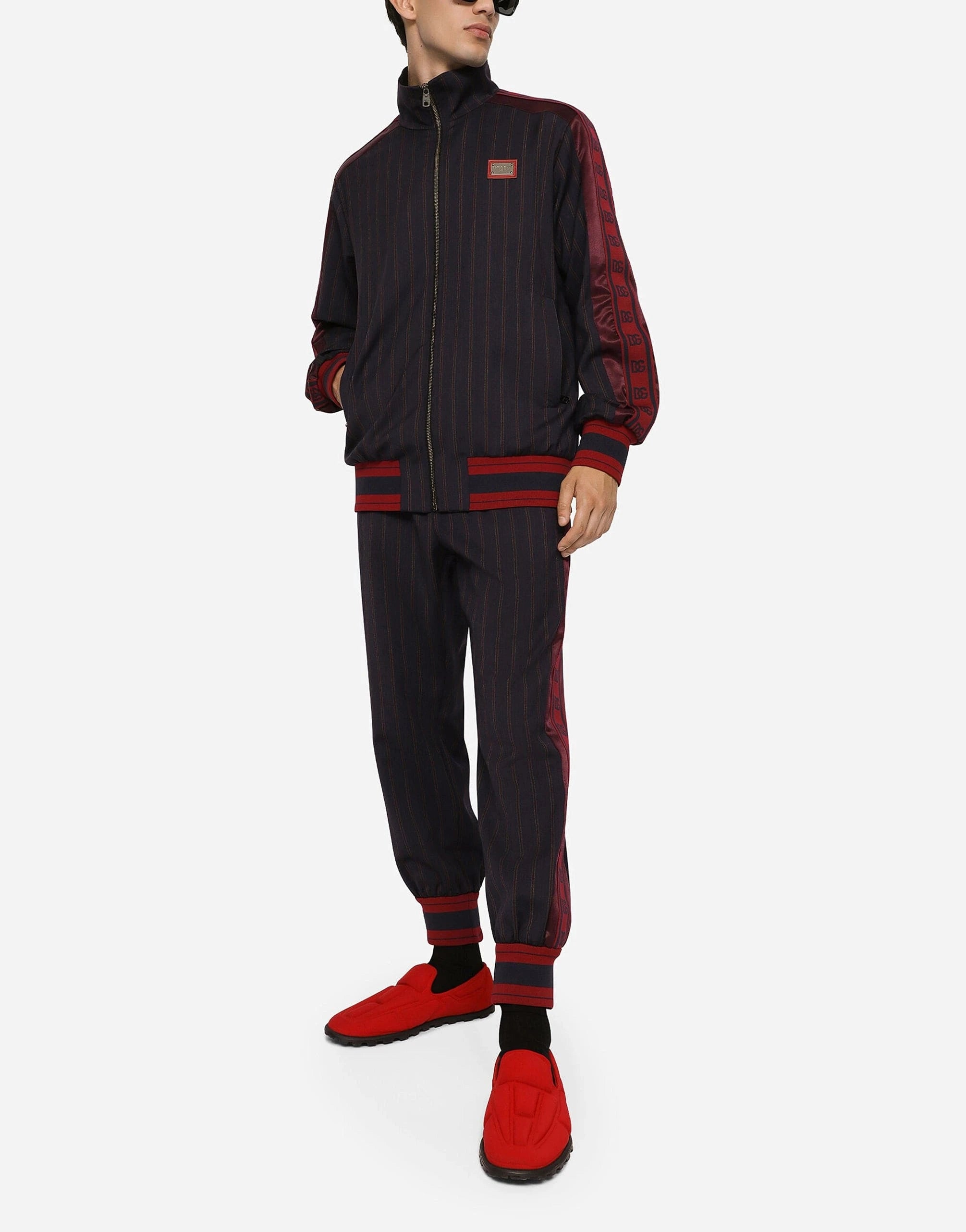 Dolce & Gabbana Logo-Plaque Pinstripe Wool Jacket