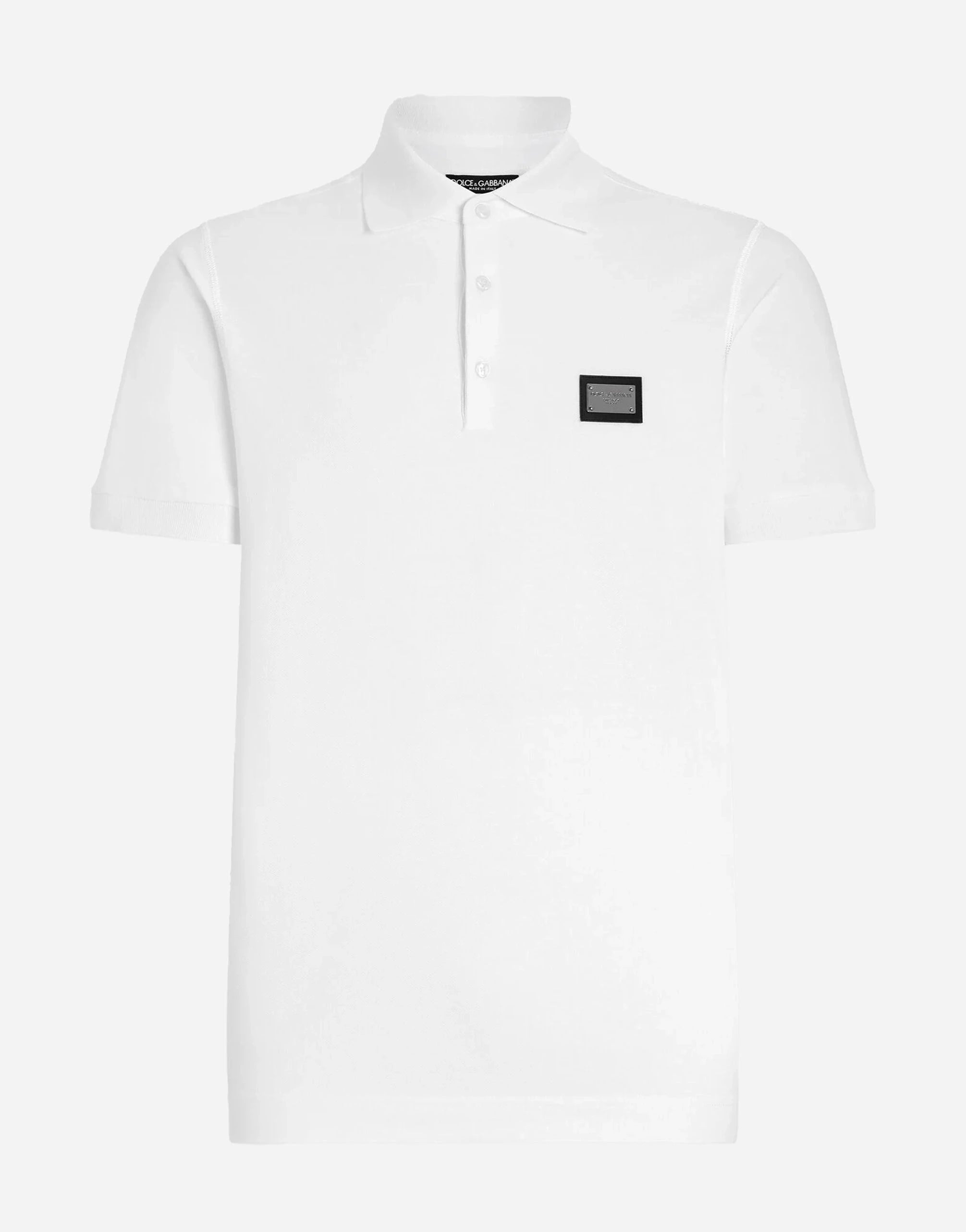 Dolce & Gabbana Logo-Plaque Piqué Polo-Shirt