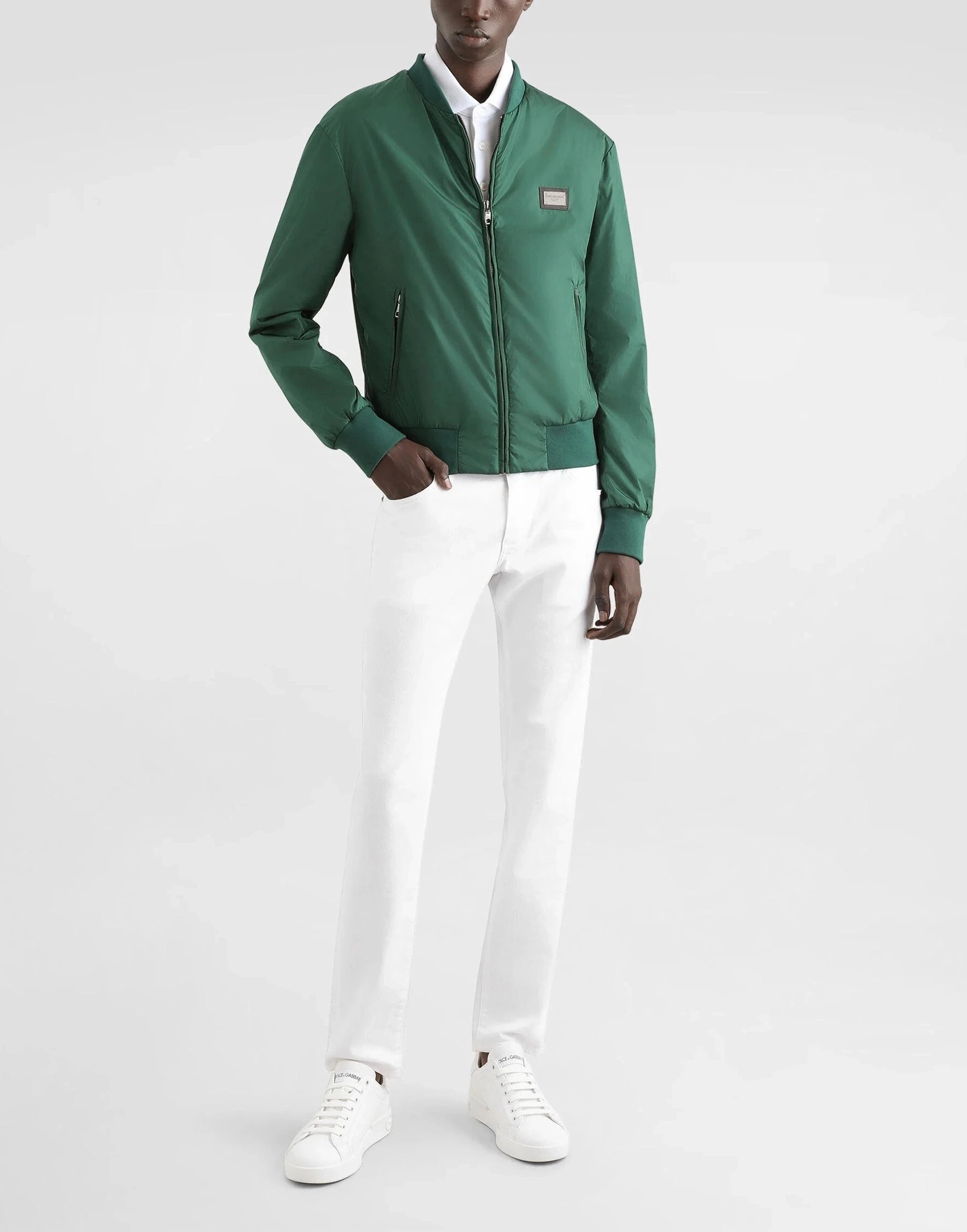 Dolce & Gabbana Logo-Plaque Piqué Polo-Shirt