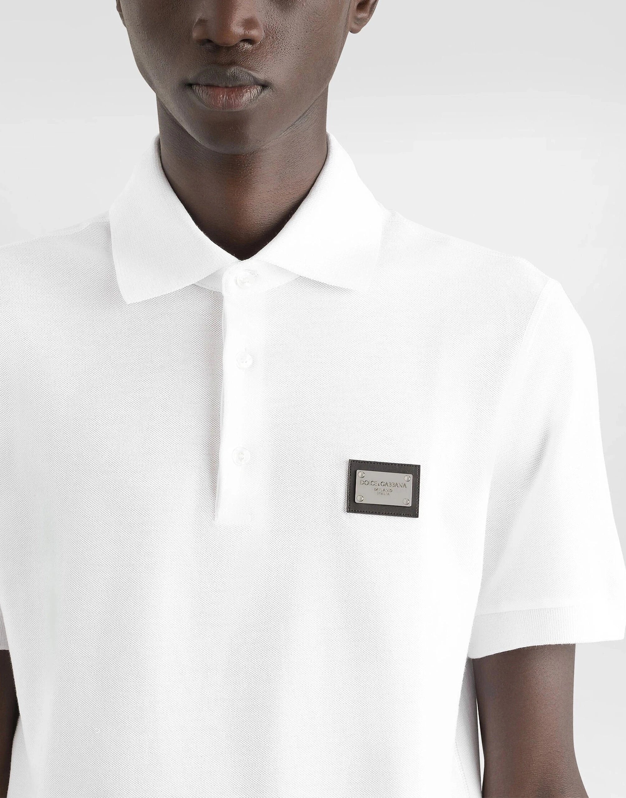 Dolce & Gabbana Logo-Plaque Piqué Polo-Shirt