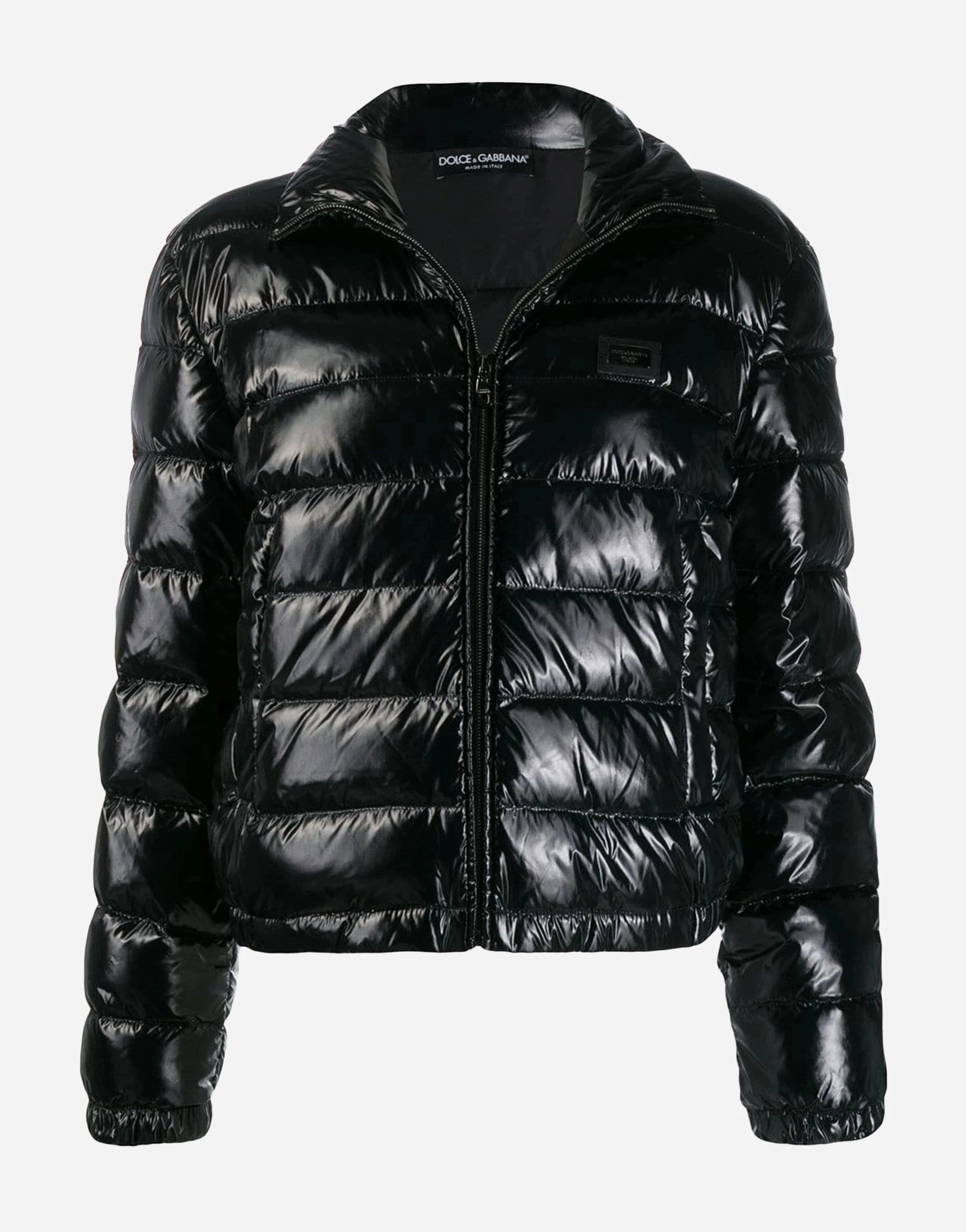 Dolce & Gabbana Logo Plaque Shiny Puffer Jacket