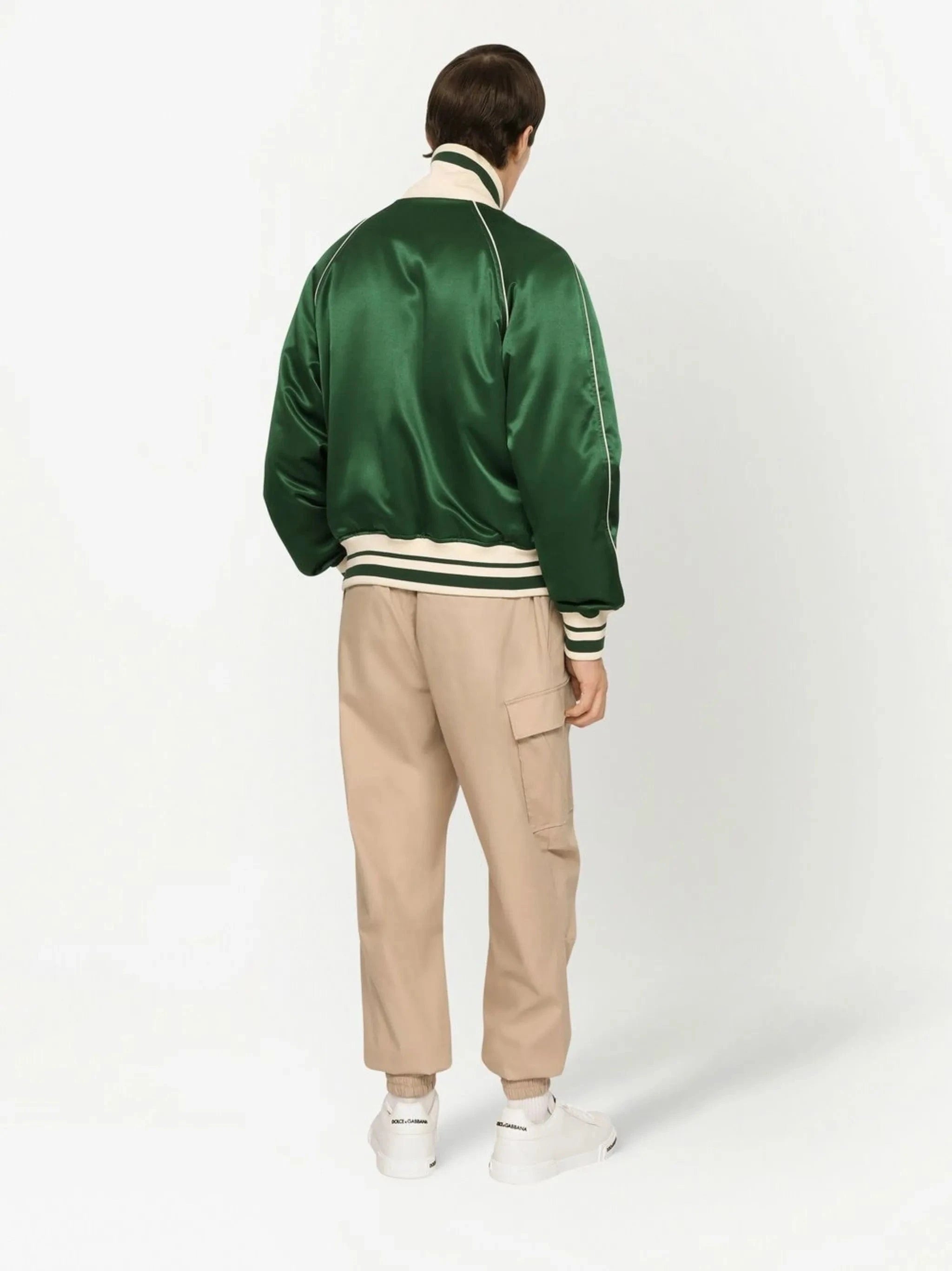 Dolce & Gabbana Logo-Print Satin Bomber Jacket