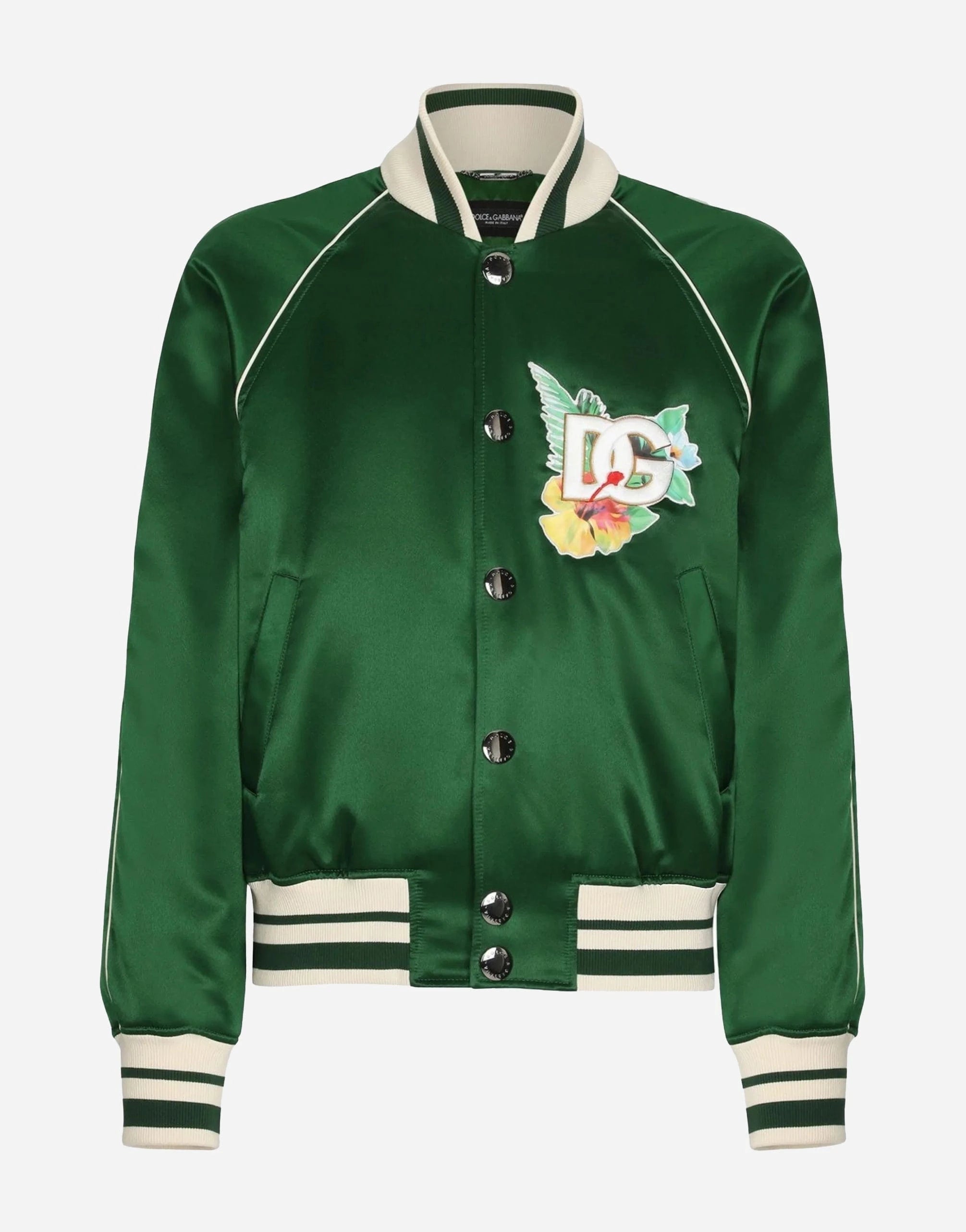 Dolce & Gabbana Logo-Print Satin Bomber Jacket