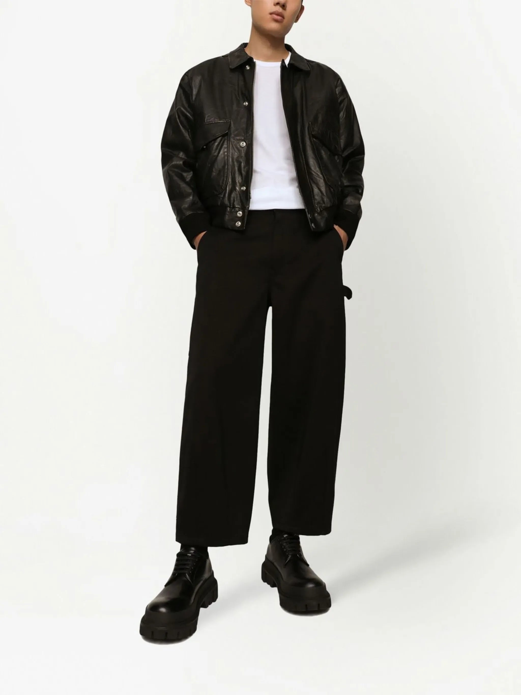Dolce & Gabbana Dolce & Gabbana Logo-Tag Leather Jacket