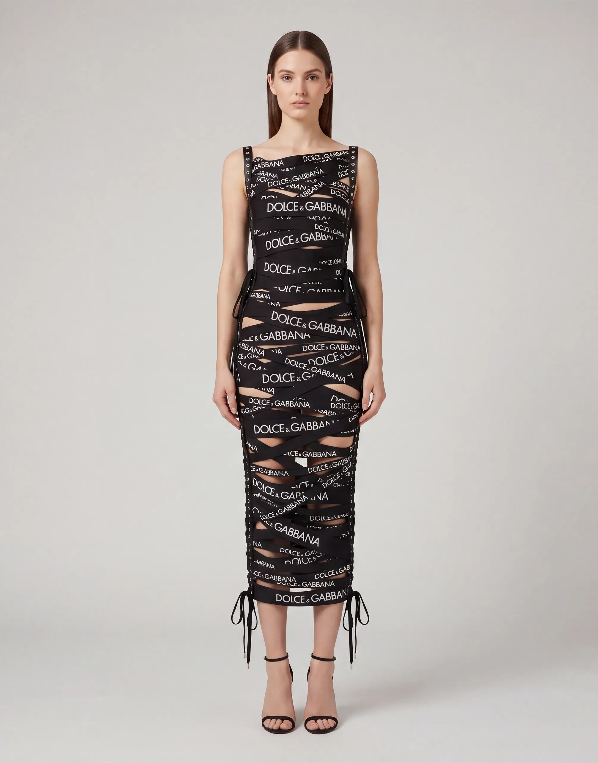 Logo Tape Cut-Out Bodycon Dress - alternate view