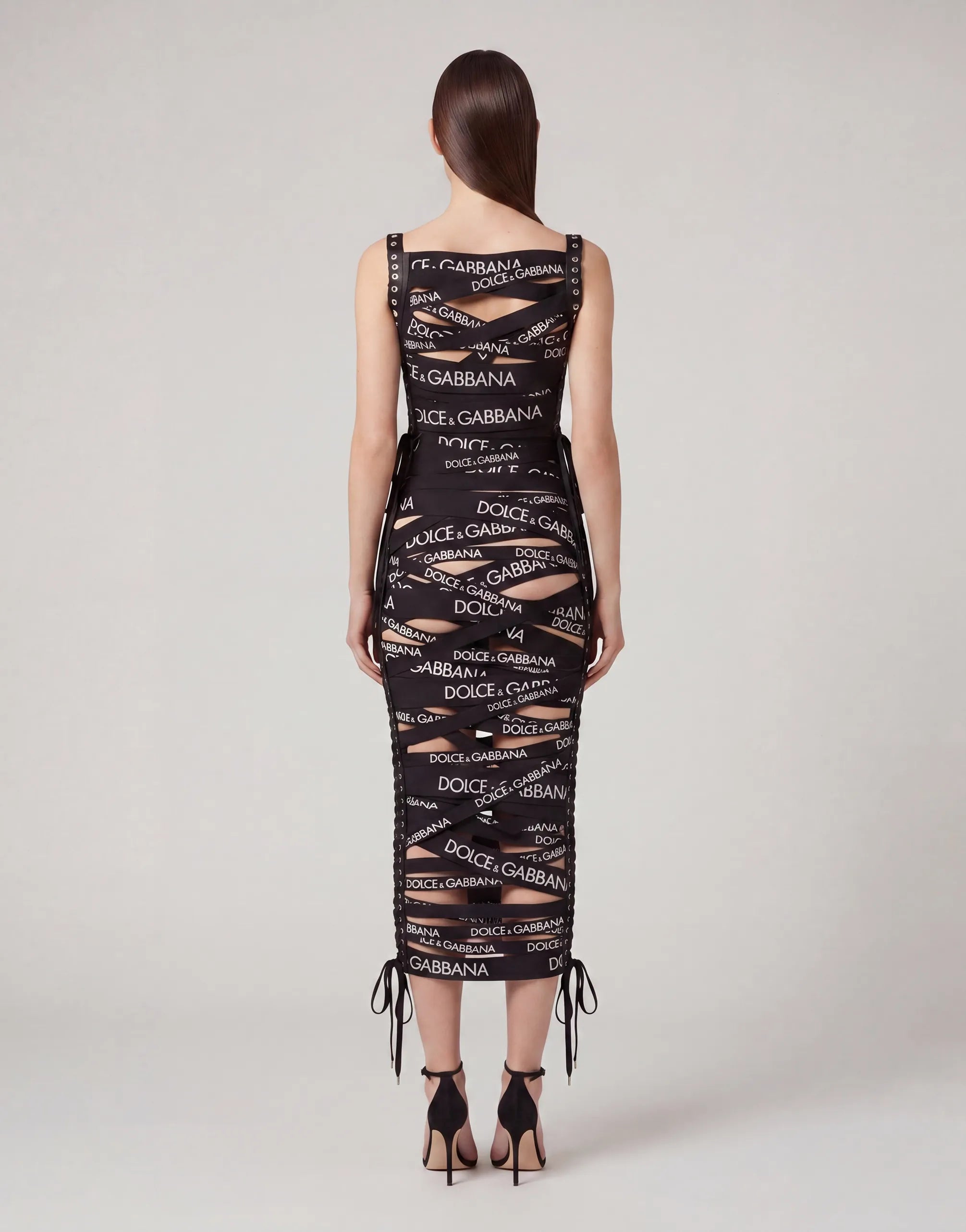 Dolce & Gabbana Logo Tape Cut-Out Bodycon Dress