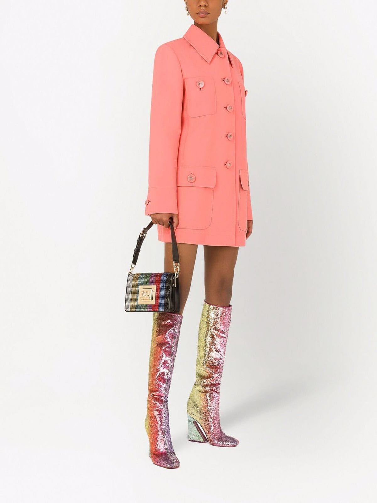Dolce & Gabbana Long Pink Wool Coat