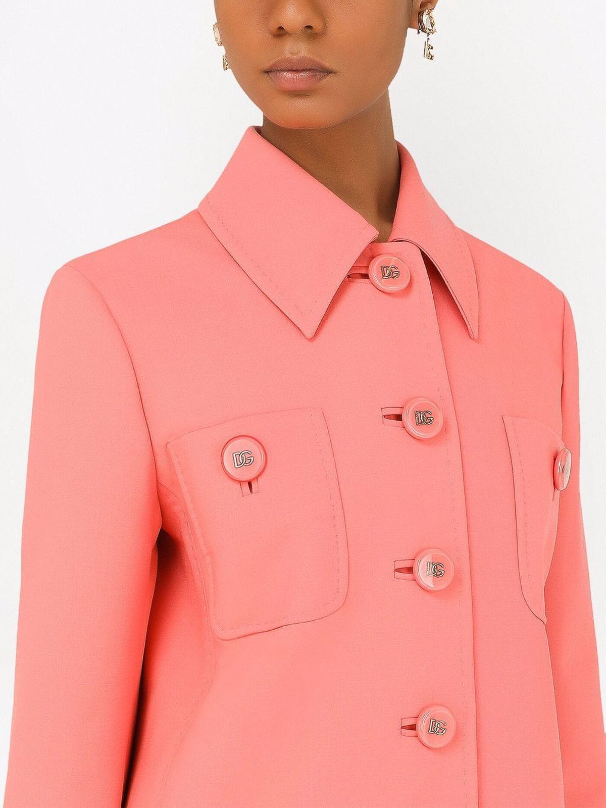 Dolce & Gabbana Long Pink Wool Coat