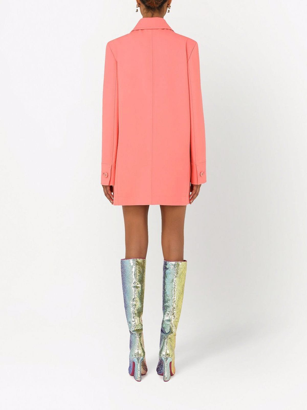 Dolce & Gabbana Long Pink Wool Coat