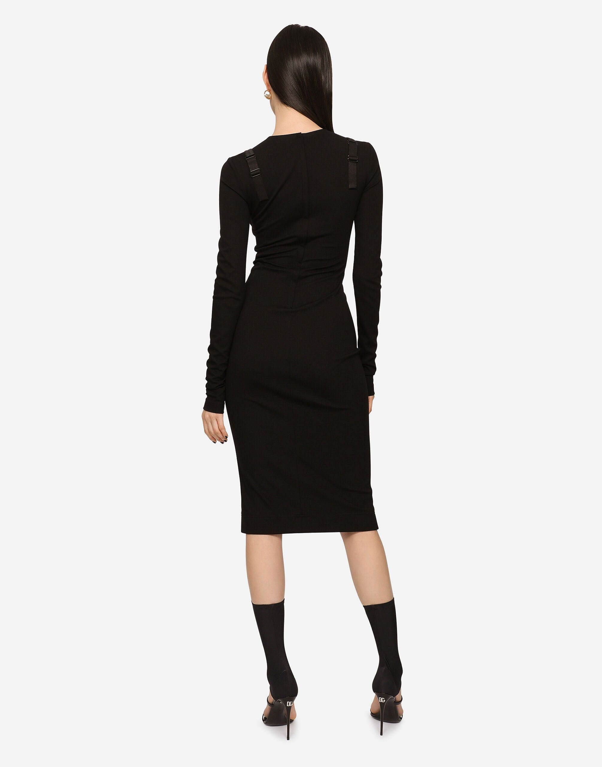 Dolce & Gabbana Long-Sleeve Jersey Midi Dress