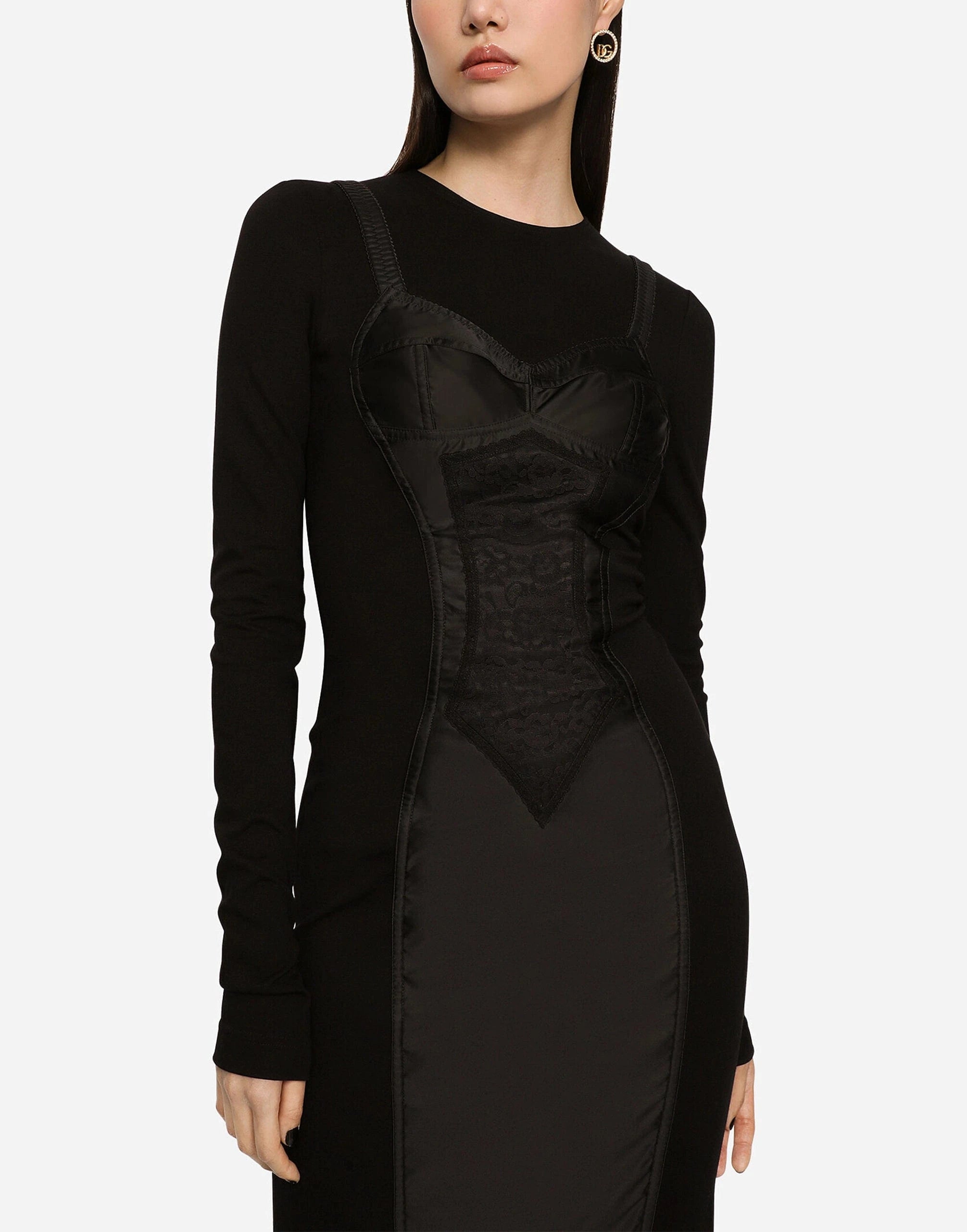 Dolce & Gabbana Long-Sleeve Jersey Midi Dress
