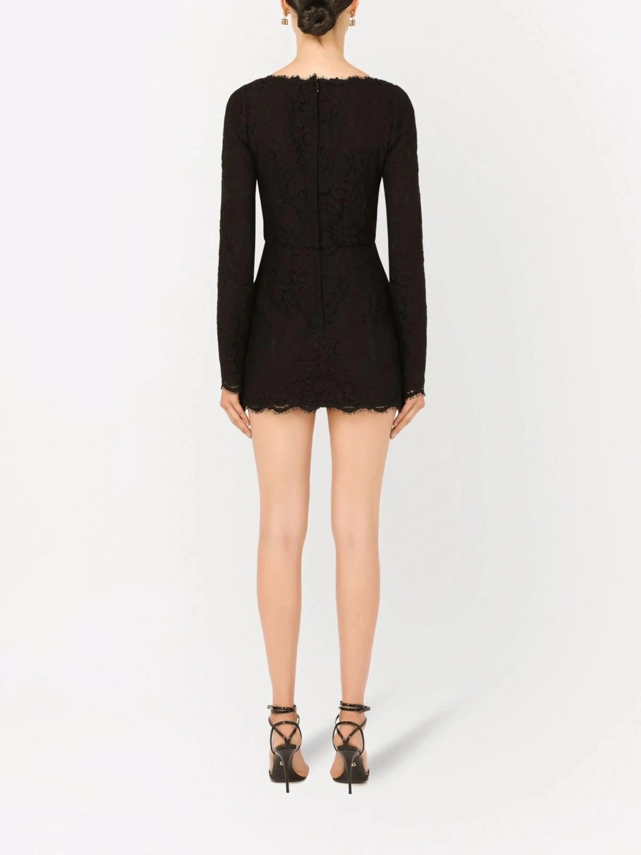 Dolce & Gabbana Long-Sleeve Lace Minidress