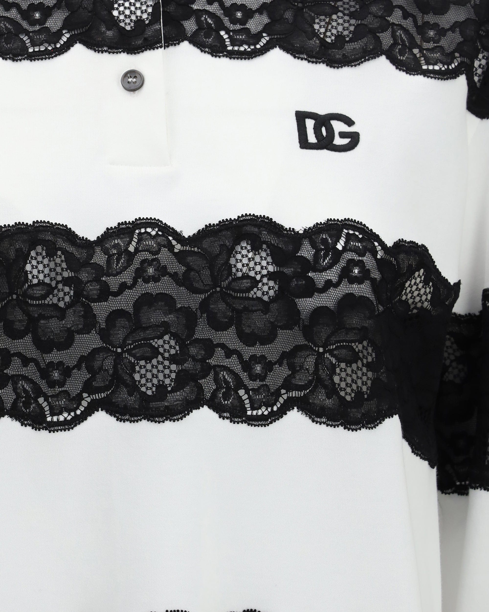 Dolce & Gabbana Long-Sleeve Polo Shirt With Lace