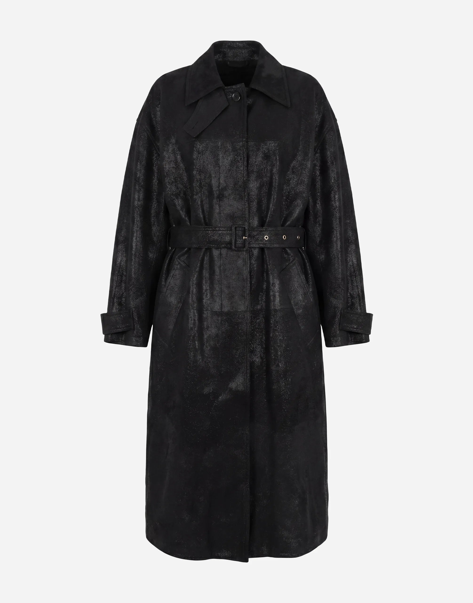 Dolce & Gabbana Longline Coat with Waist Belt and Structured Collar