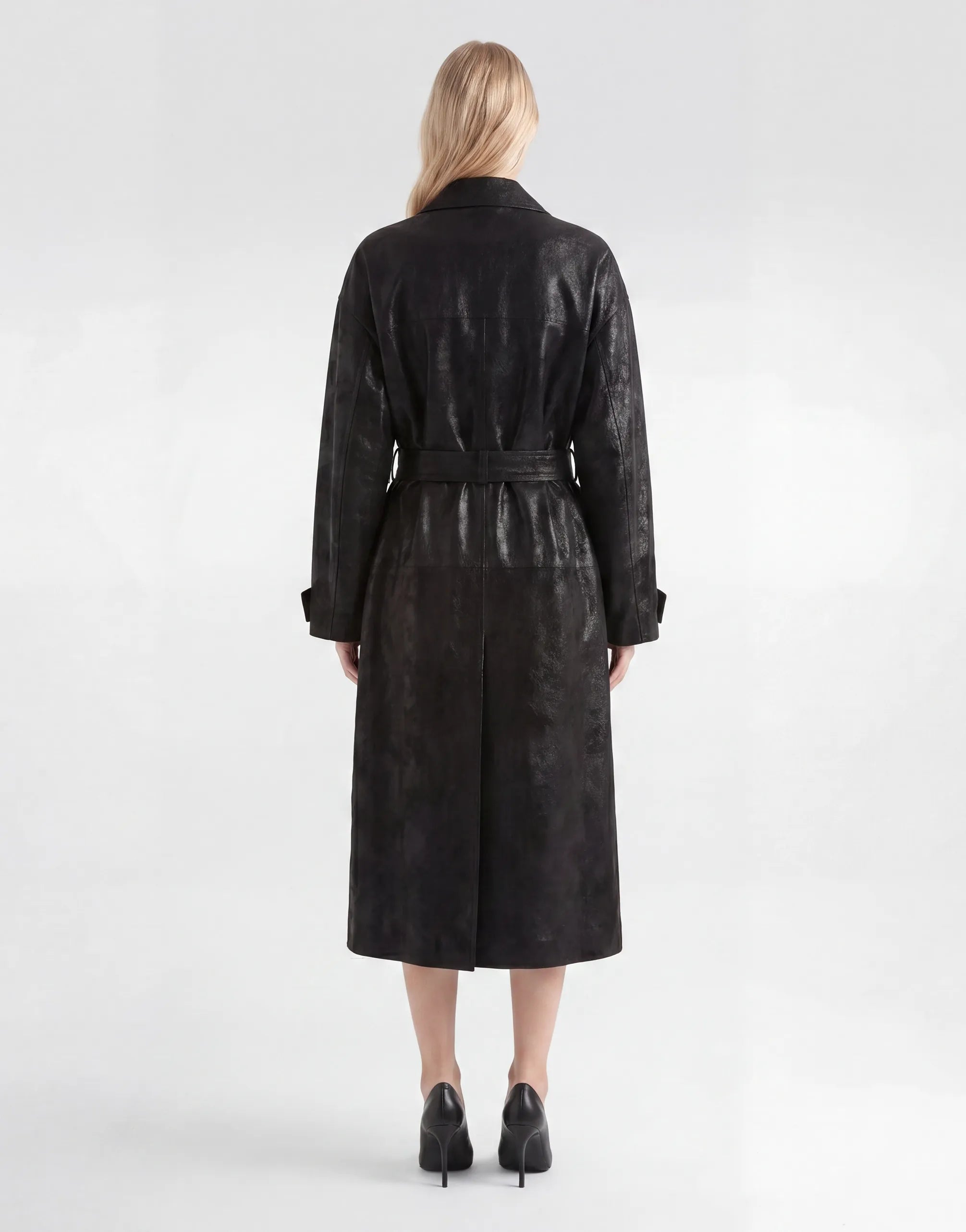 Dolce & Gabbana Longline Coat with Waist Belt and Structured Collar