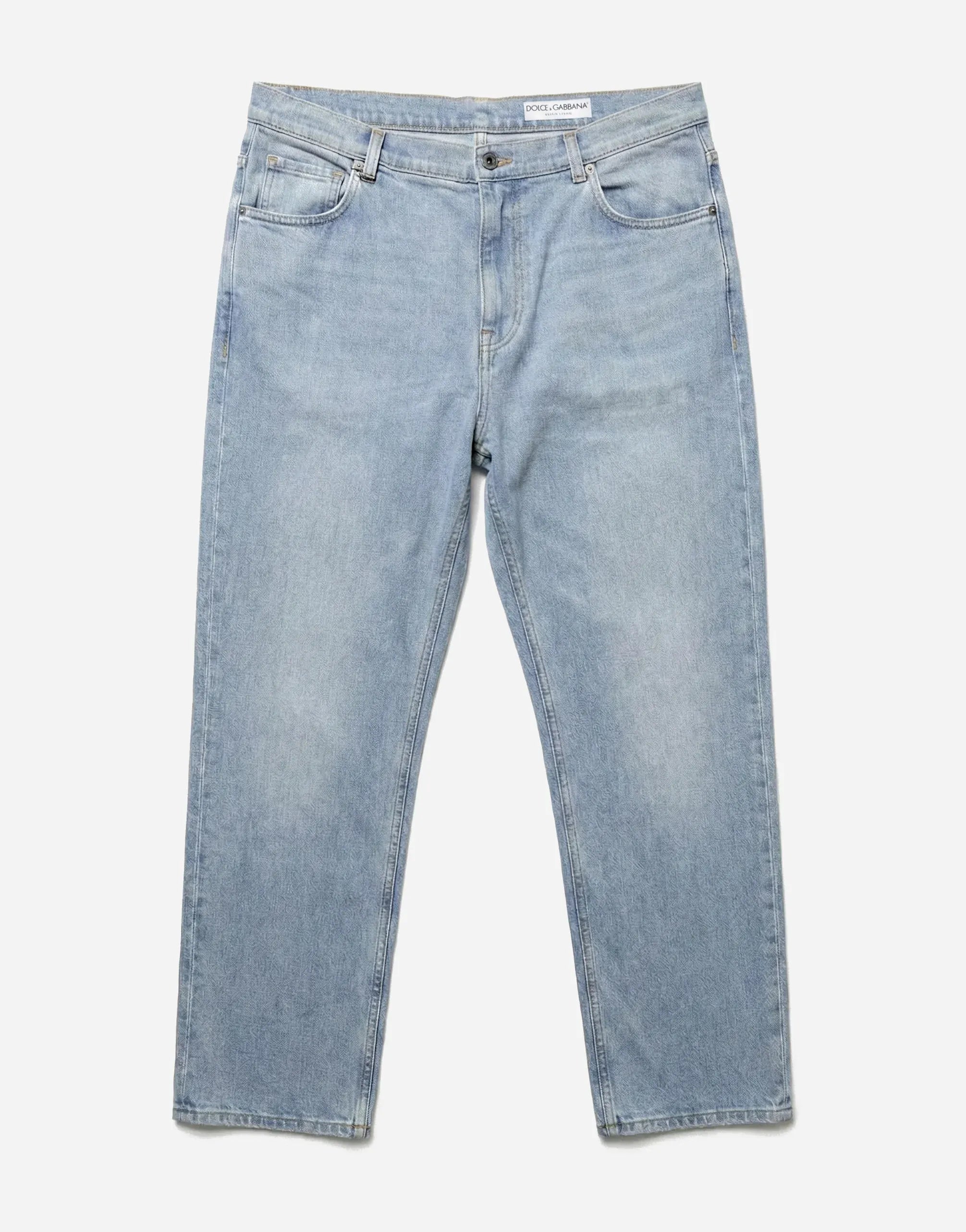 Dolce & Gabbana Loose-Fit Light Blue Washed Cotton Denim Jeans