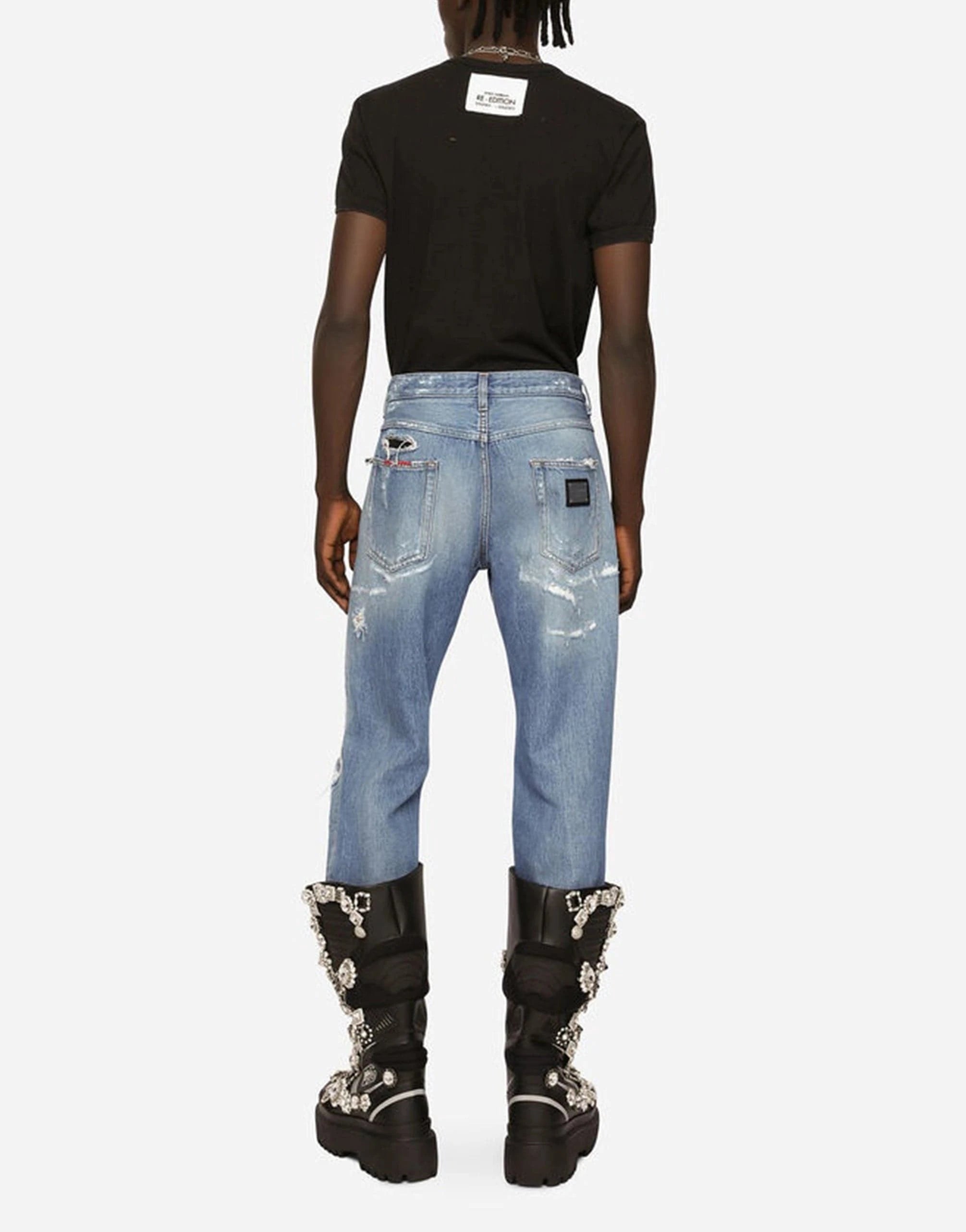 Dolce & Gabbana Loose Wash Denim Destroyed Jeans