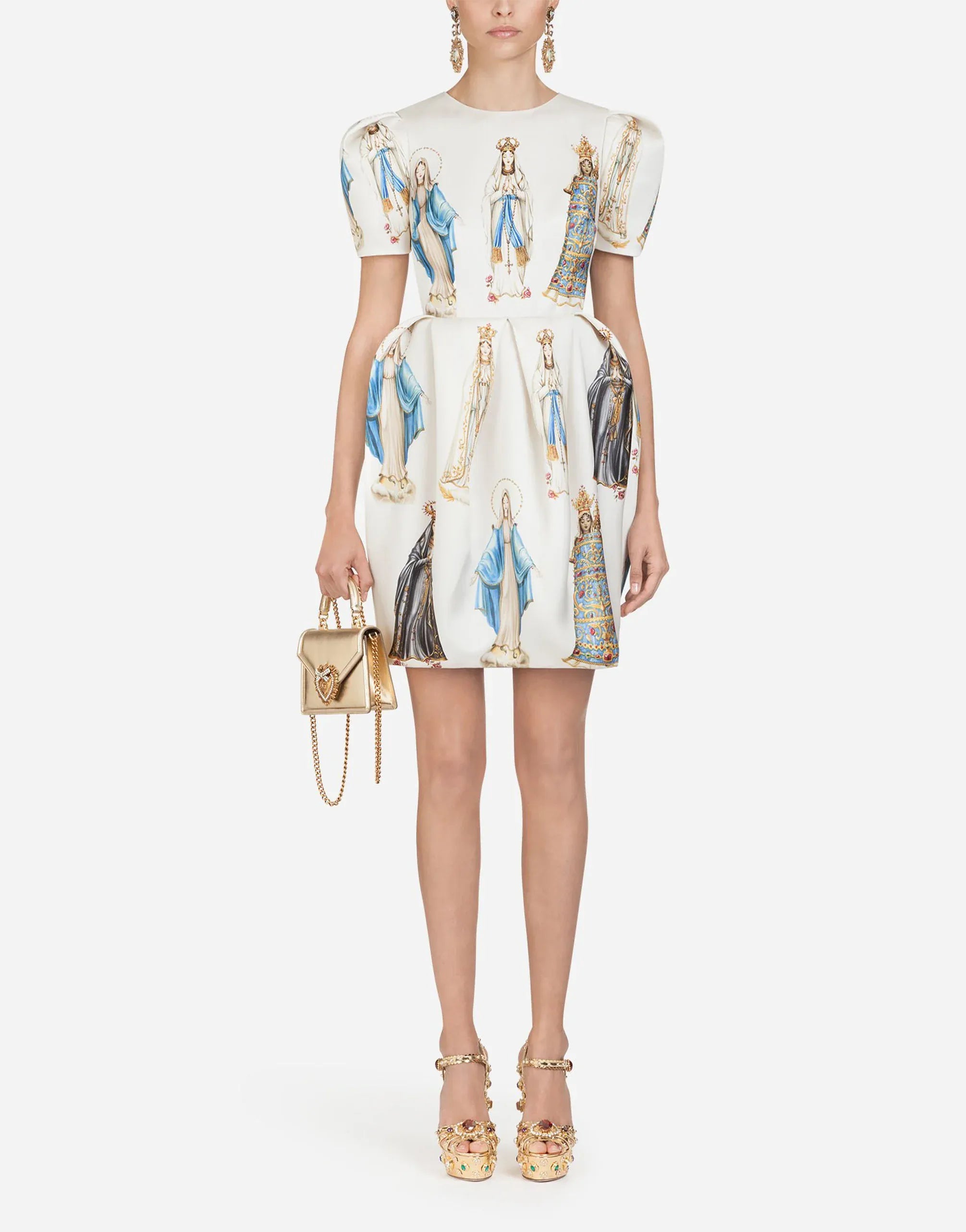 Dolce & Gabbana Madonna-Print Organza Silk Dress
