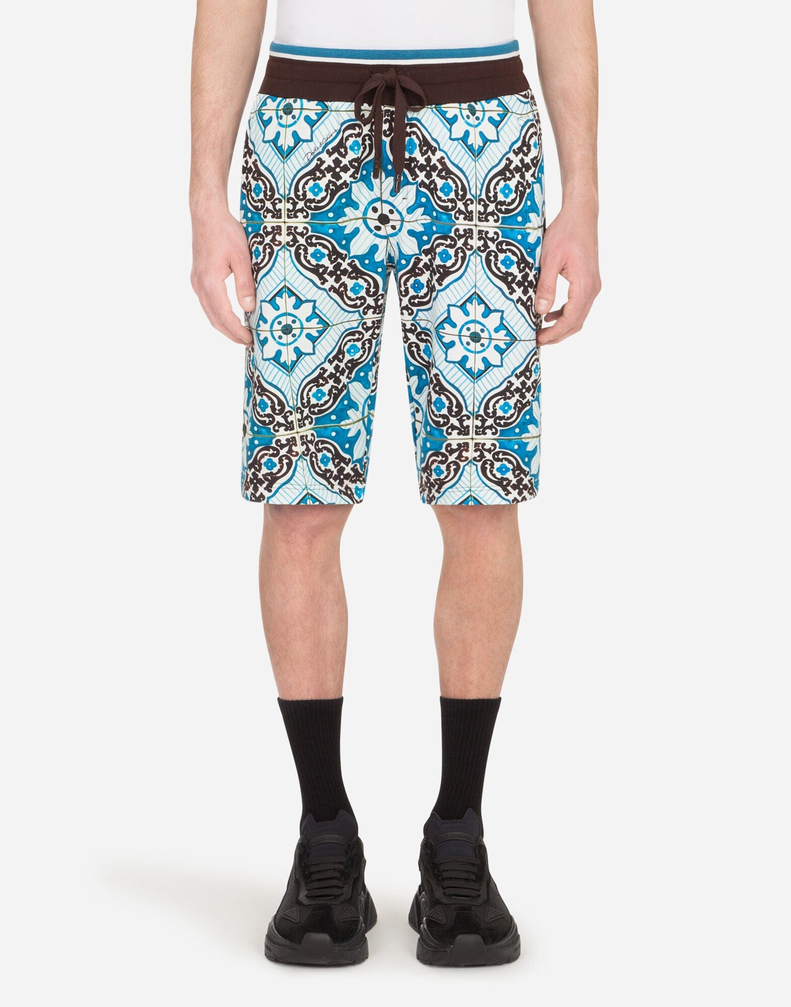 Dolce & Gabbana Maiolica-Print Cotton Shorts