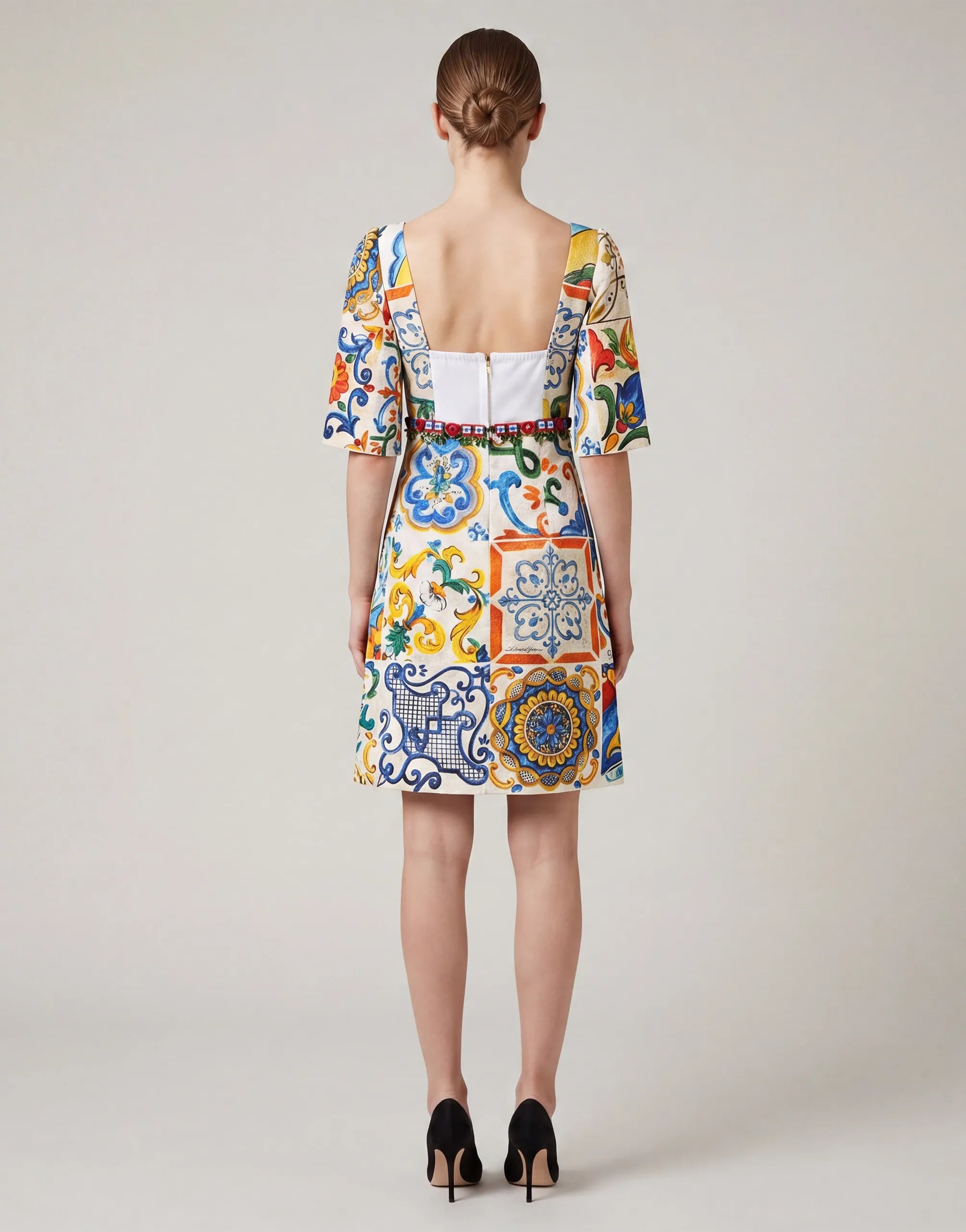 Dolce & Gabbana Majolica Patchwork Print Mini Dress