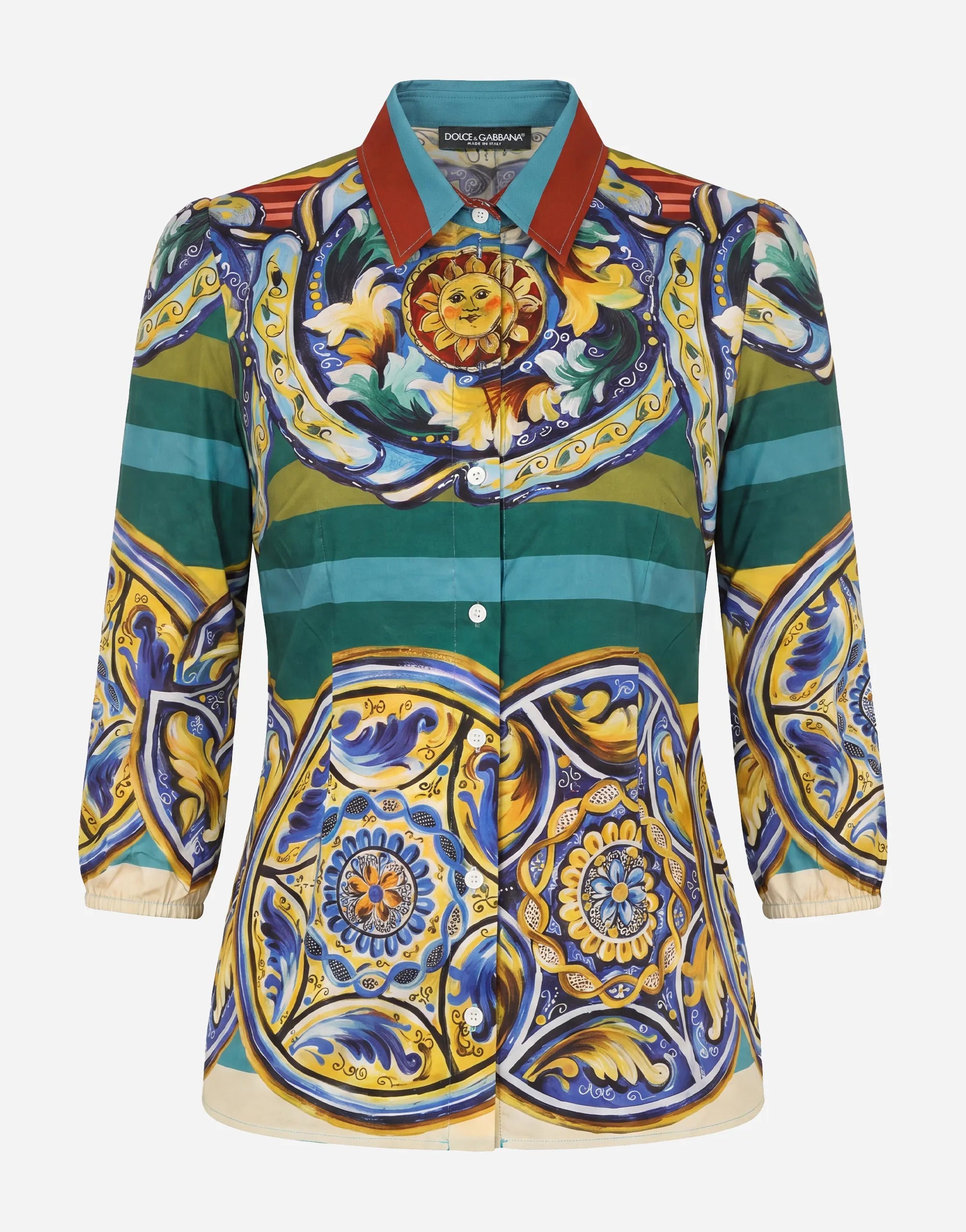 Dolce & Gabbana Majolica Print Button-Up Shirt