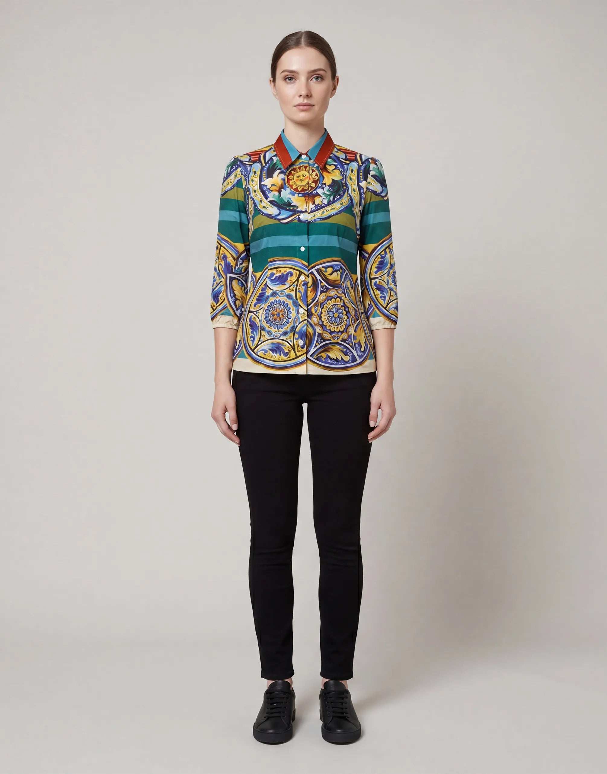 Camisa Abotoada com Estampa Majólica - alternate view