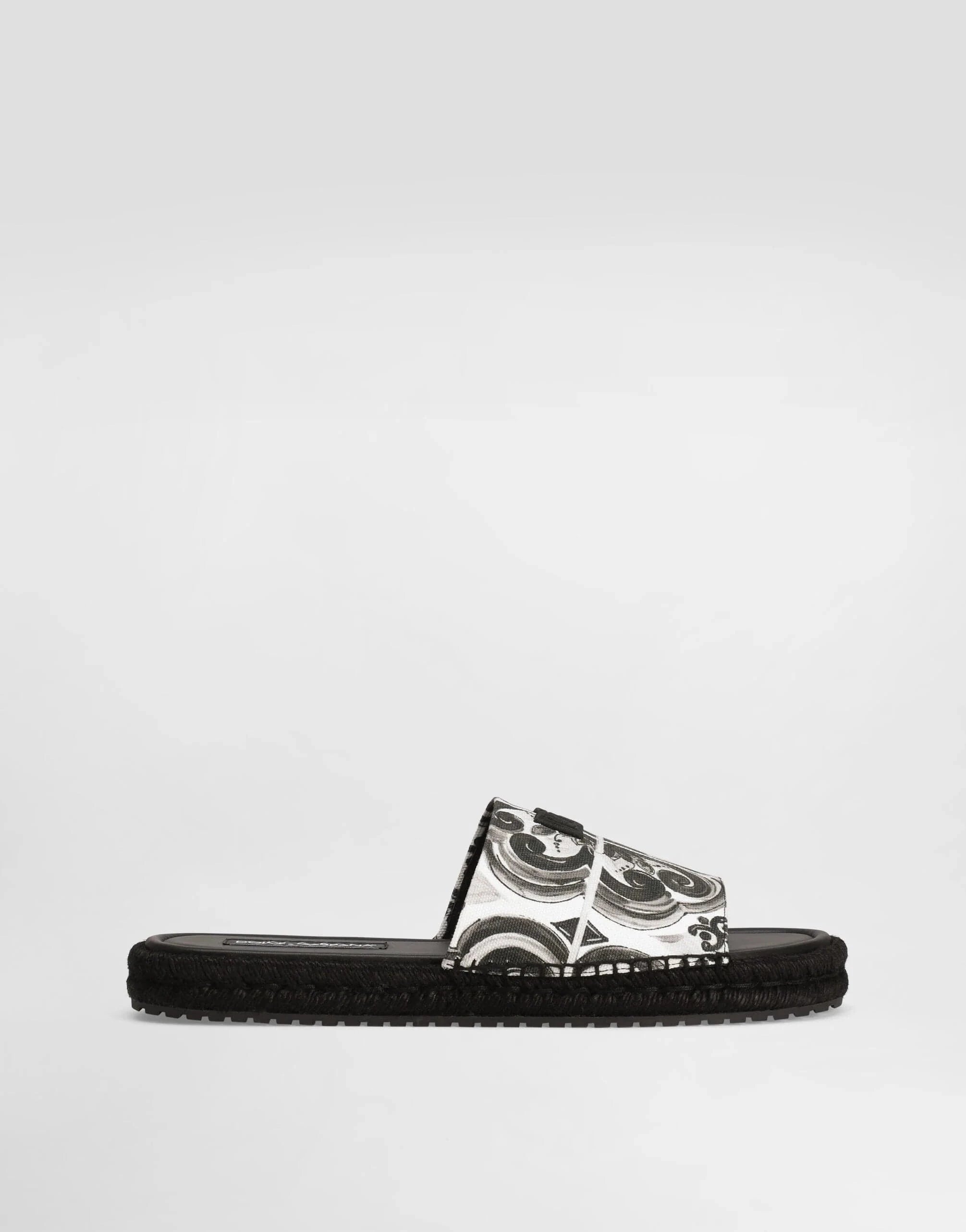 Dolce & Gabbana Majolica-Print Canvas Slides