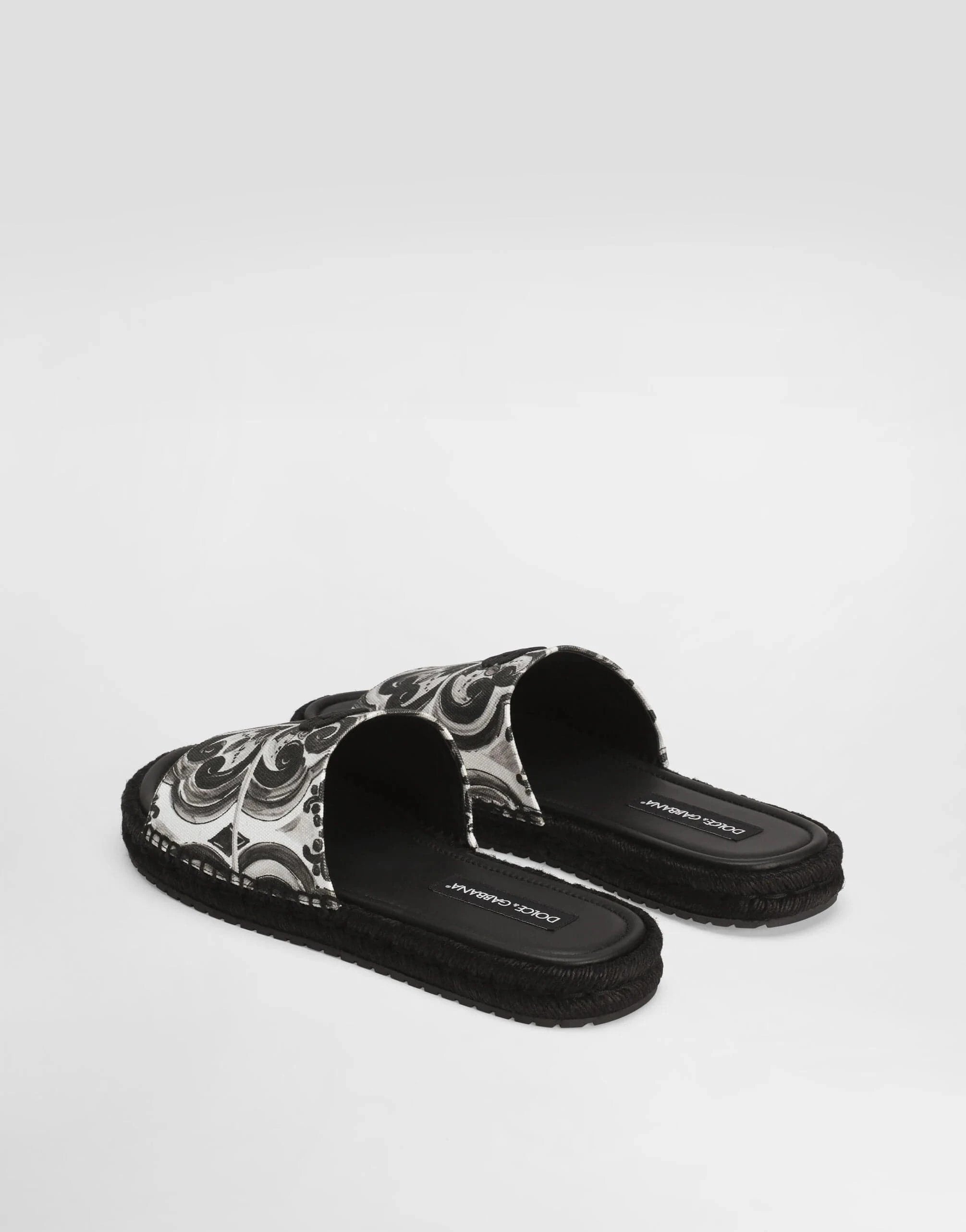 Dolce & Gabbana Majolica-Print Canvas Slides