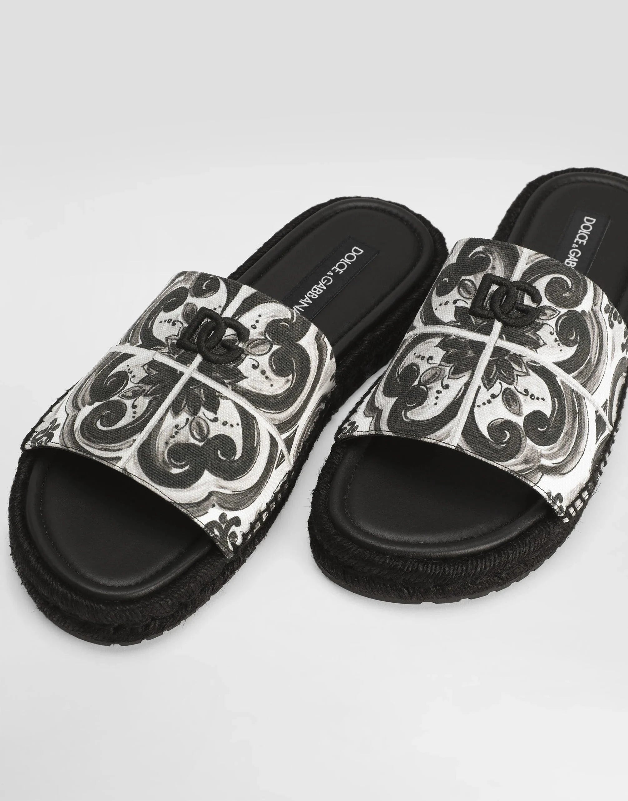 Dolce & Gabbana Majolica-Print Canvas Slides