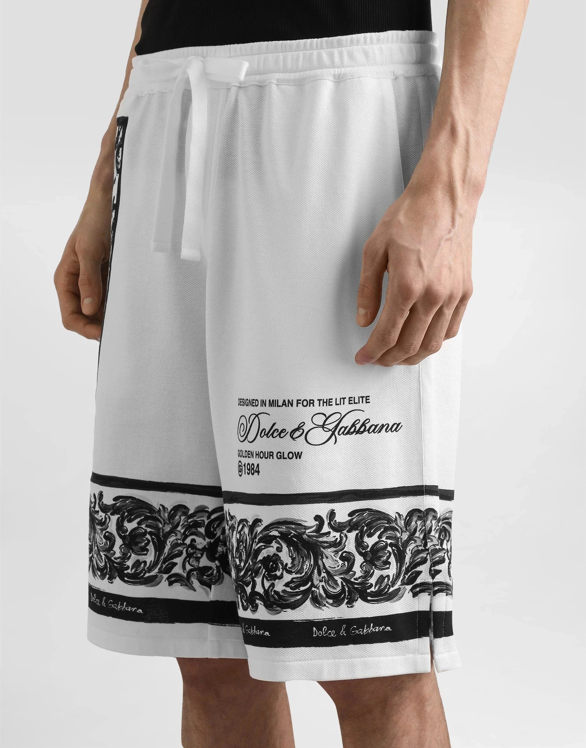 Dolce & Gabbana Majolica-Print Double Piqué Shorts