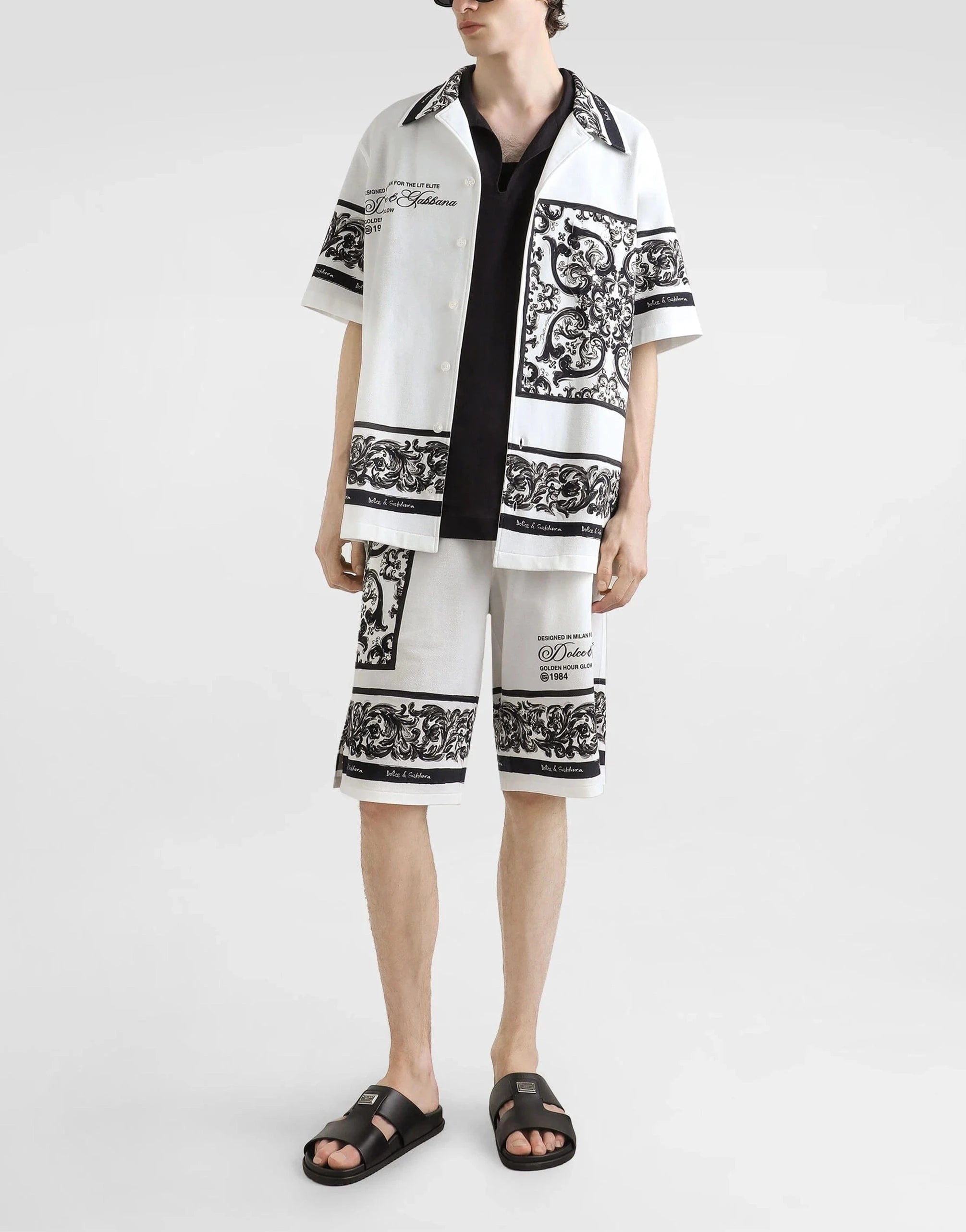 Dolce & Gabbana Majolica-Print Double Piqué Shorts