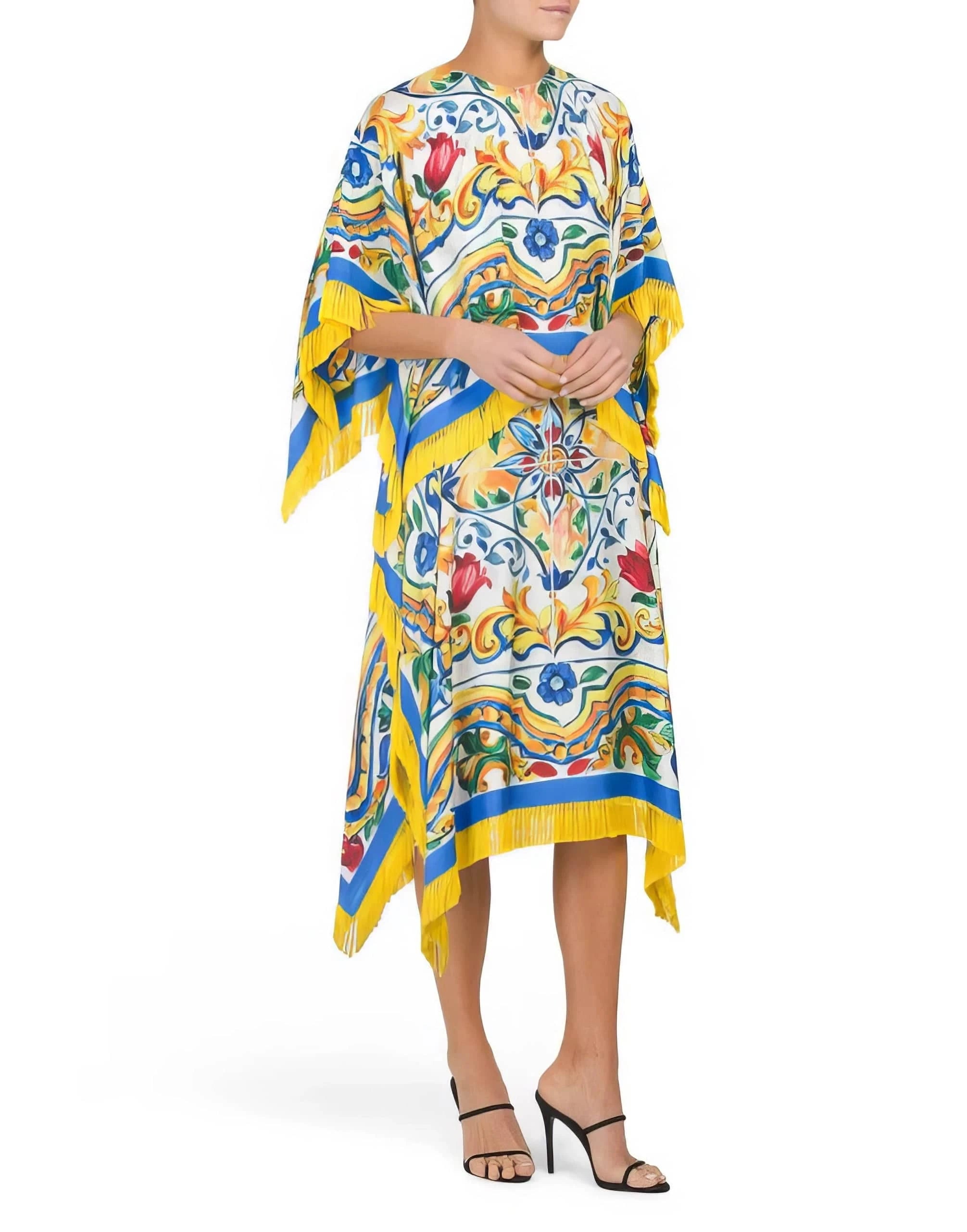 Dolce & Gabbana Majolica-Print Silk Kaftan
