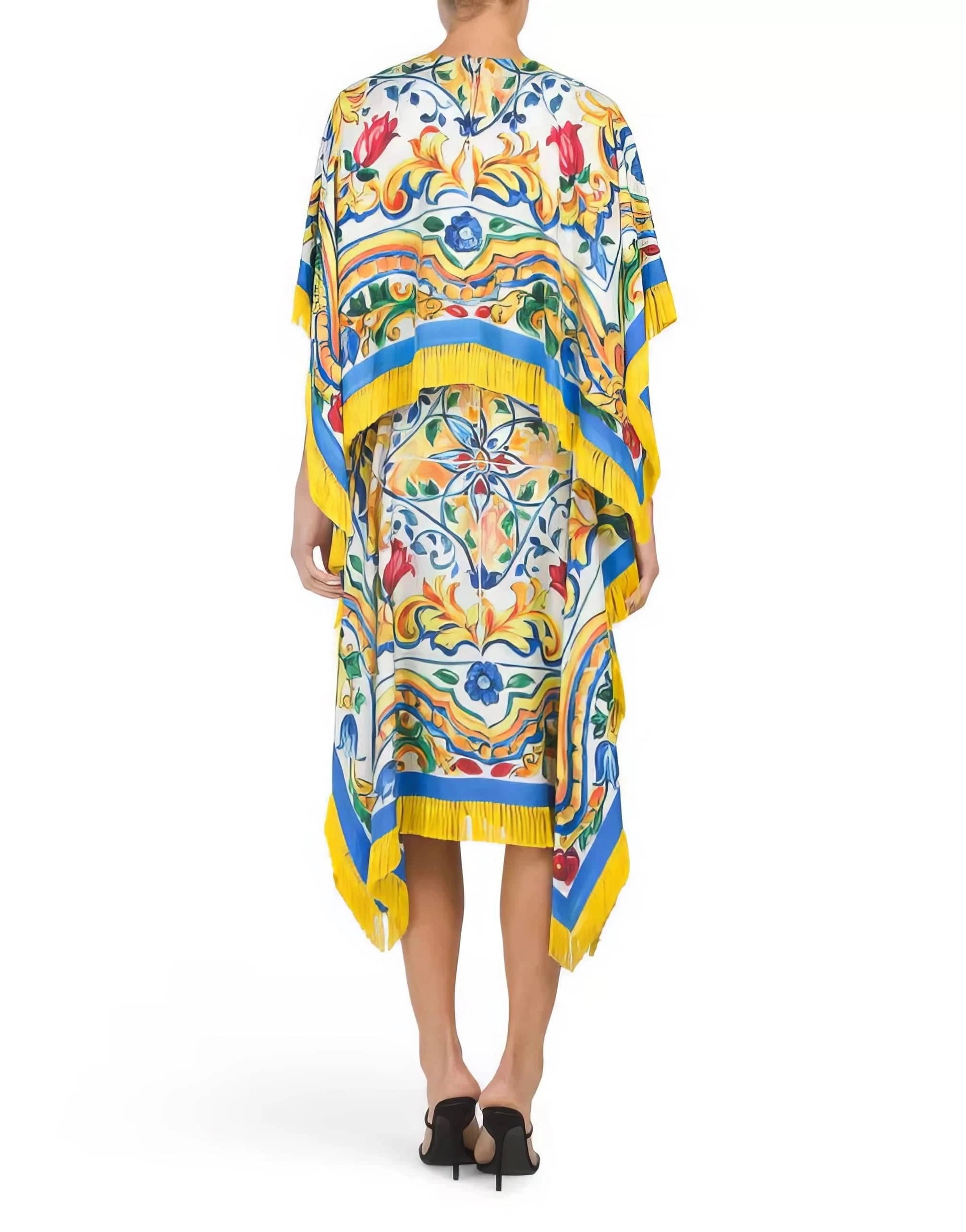 Dolce & Gabbana Majolica-Print Silk Kaftan