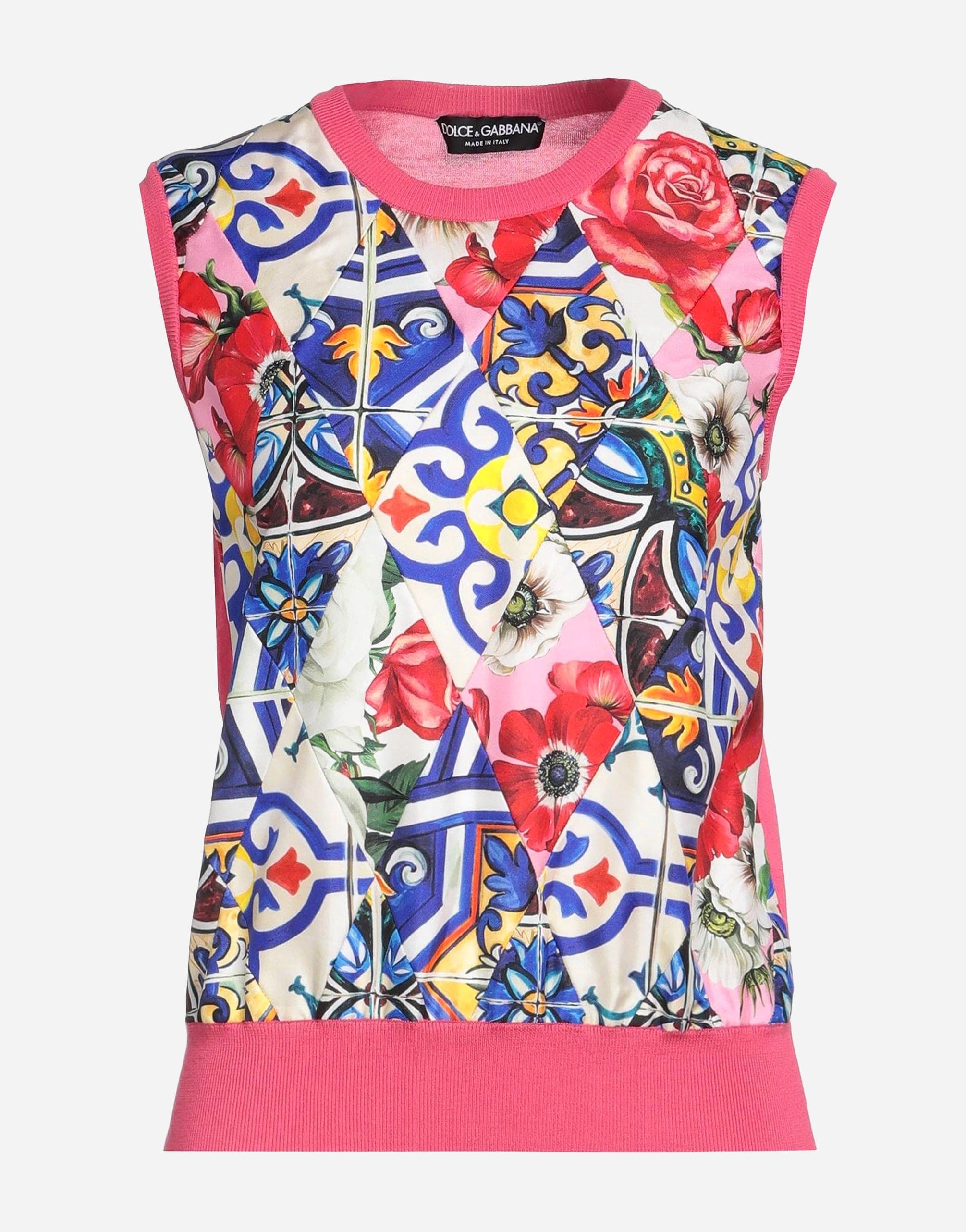 Dolce & Gabbana Majolica Print Sleeveless Sweater