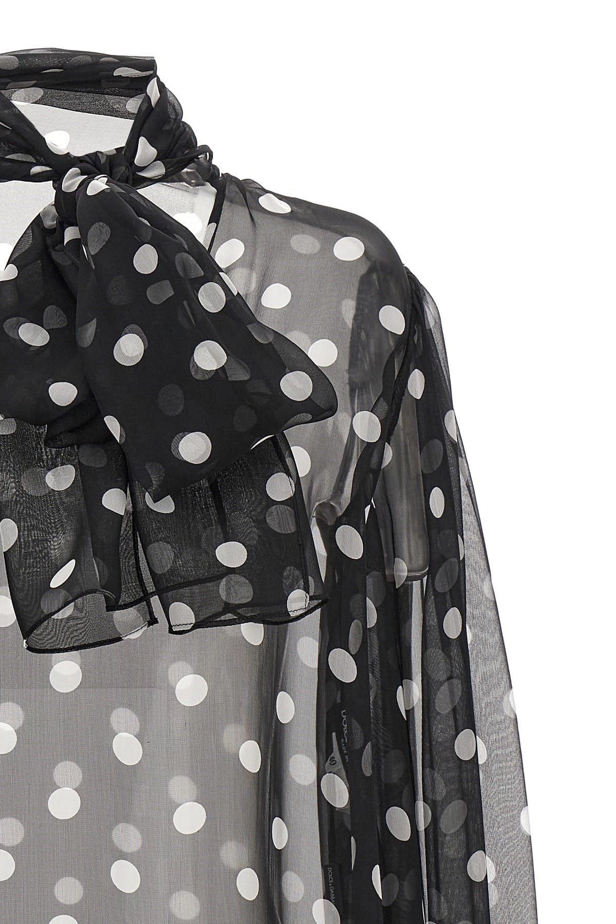 Dolce & Gabbana Dolce & Gabbana Mambo Polka Dot Pussy Bow Blouse