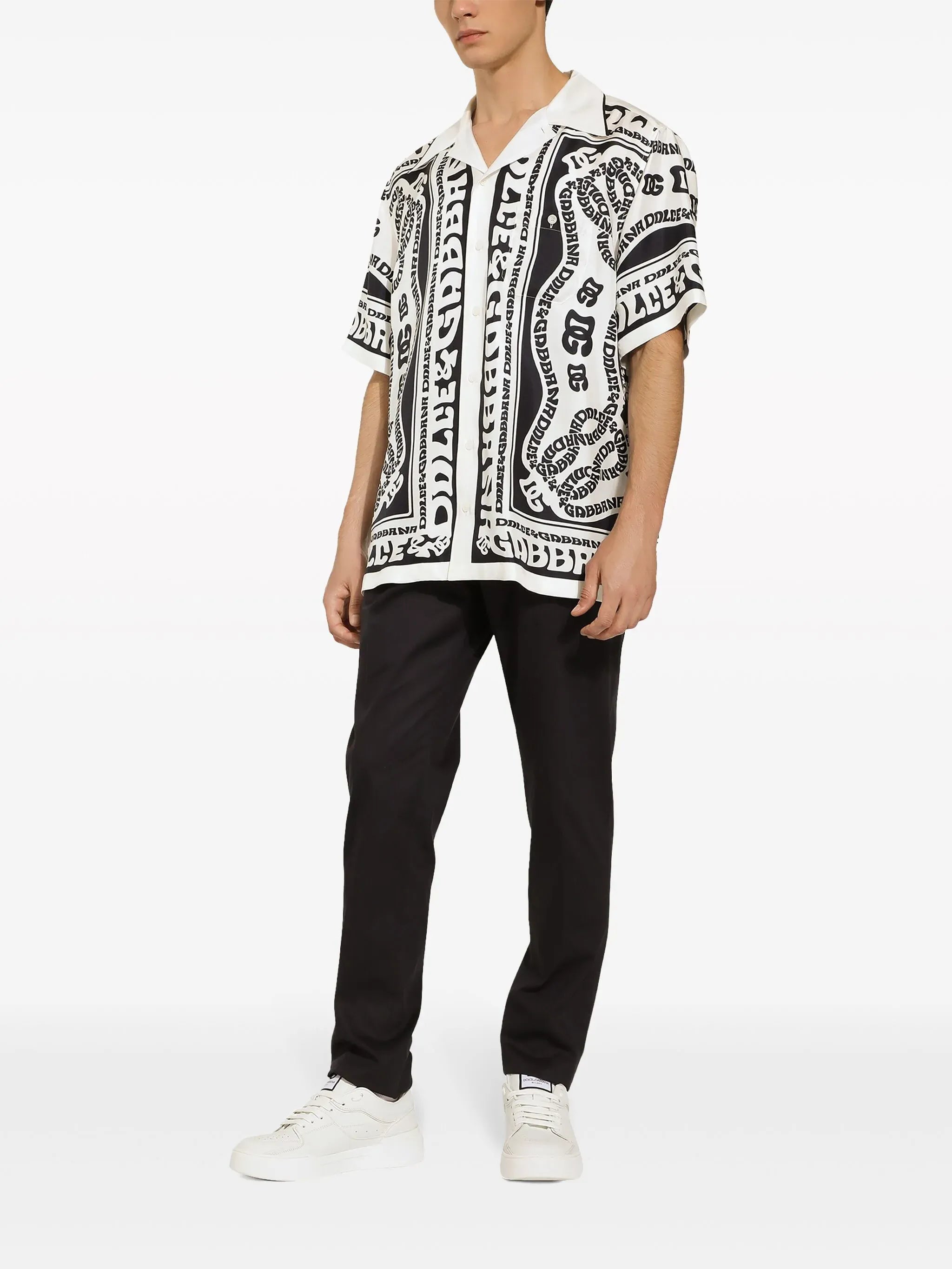 Dolce & Gabbana Marina-Print Silk Hawaii Shirt - alternate view