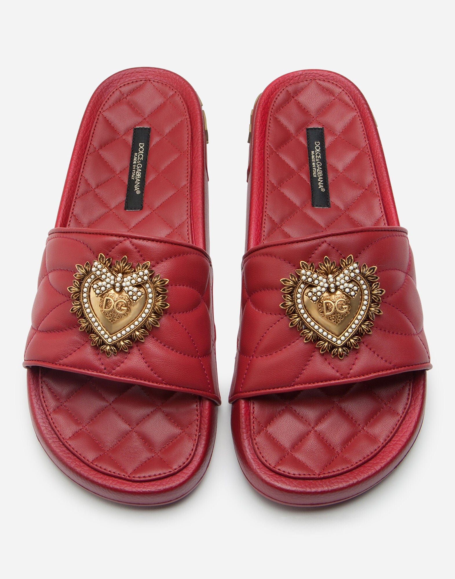 Dolce & Gabbana Matelassé Beachwear Devotion Slides