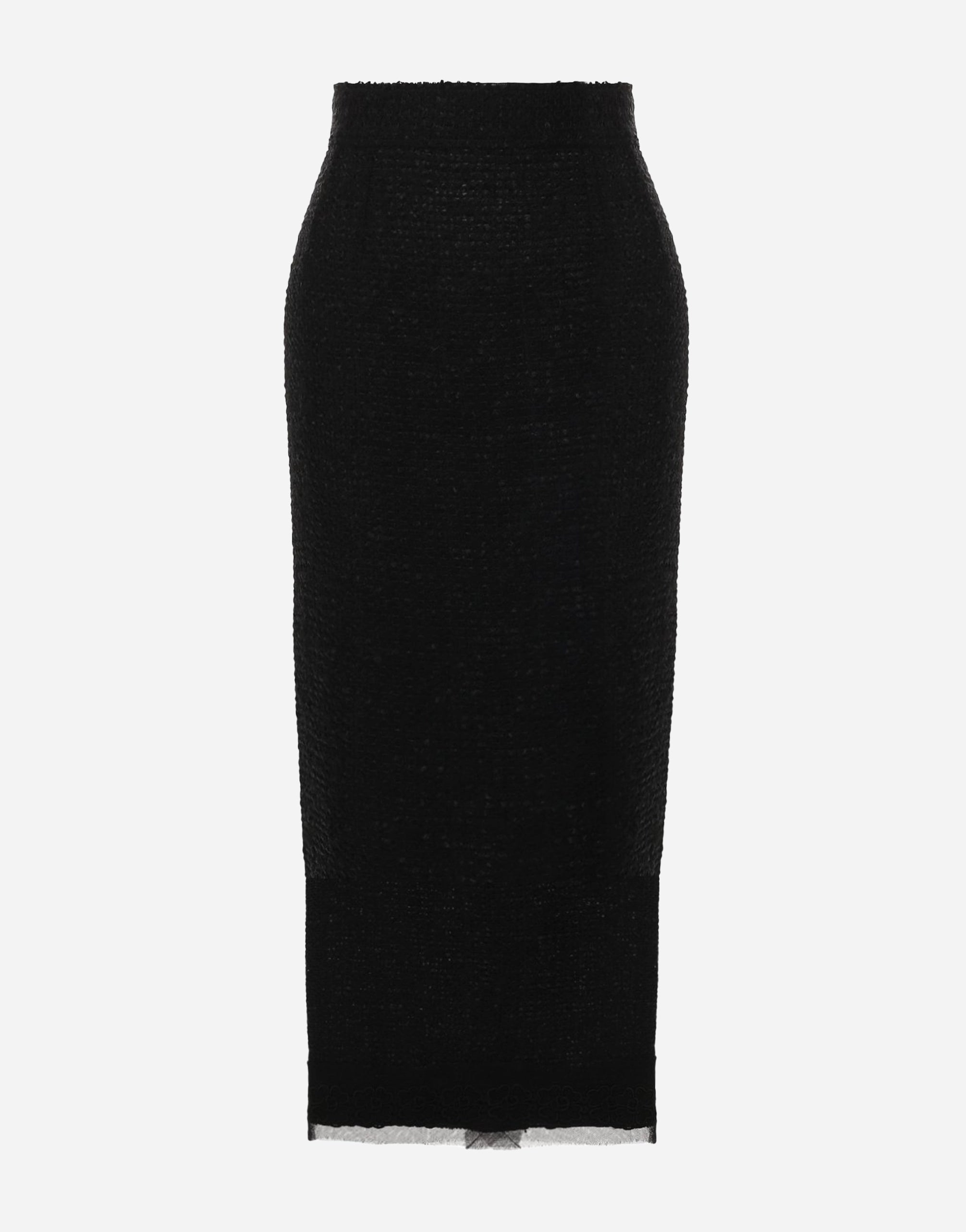 Dolce & Gabbana Mesh And Guipure Lace-Trimmed Tweed Midi Skirt