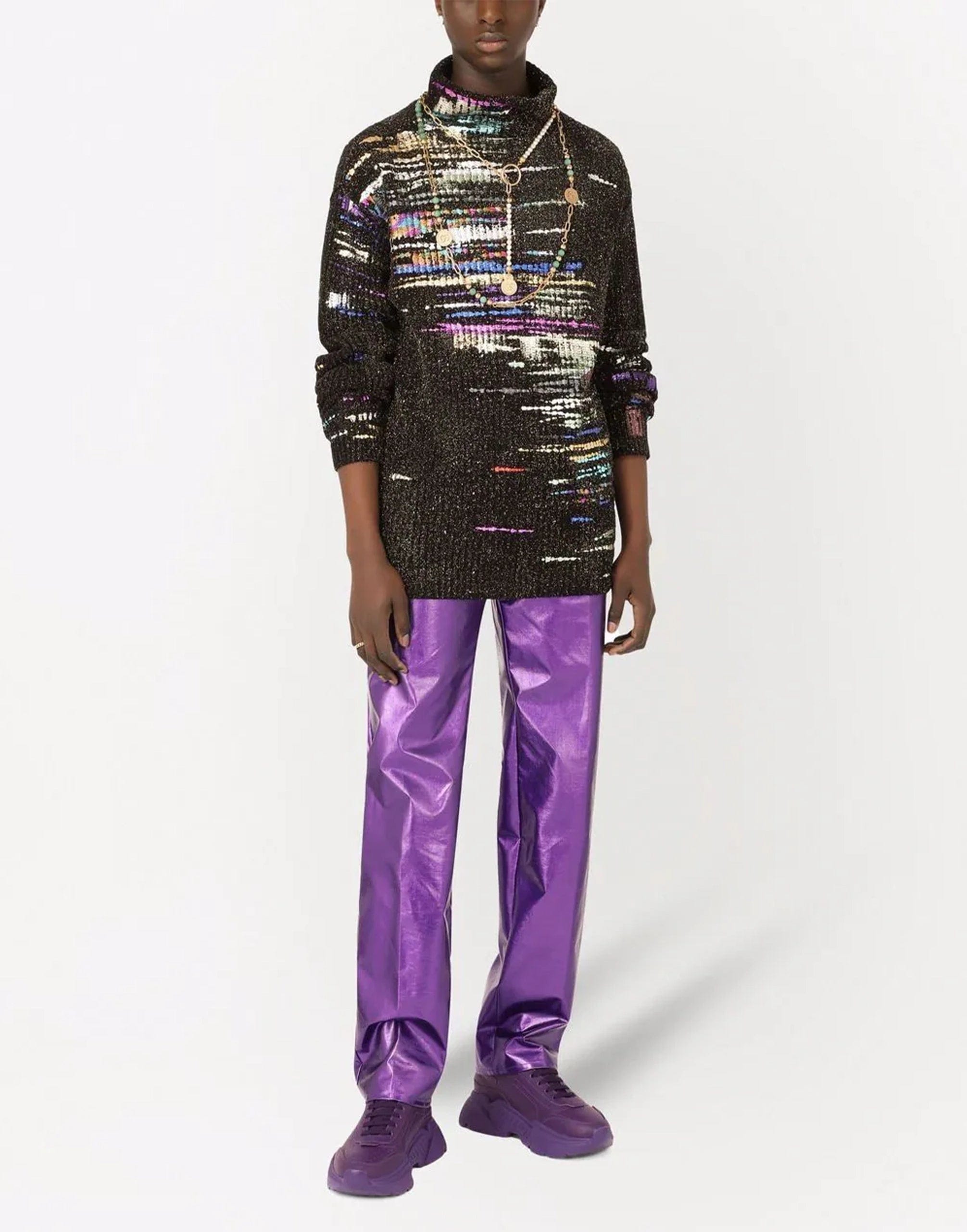 Dolce & Gabbana Metallic-Effect Straight-Leg Pants